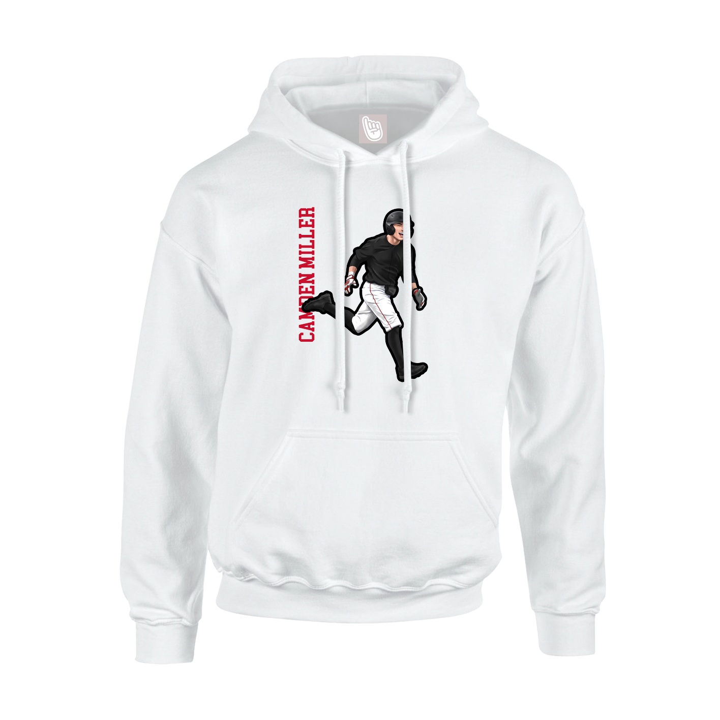 Youth Hoodie — Name Vertical in White