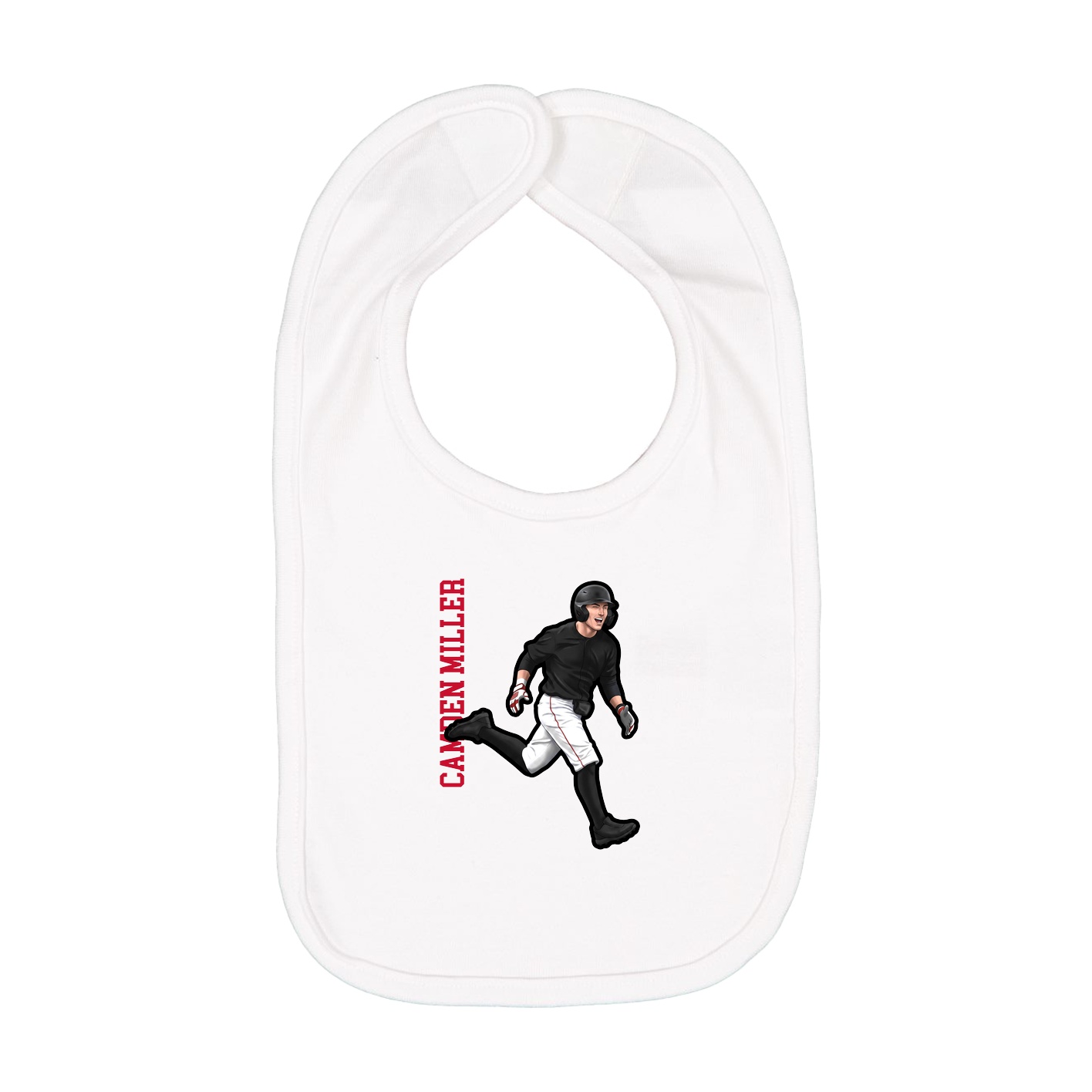 Infant Bib — Name Vertical in White