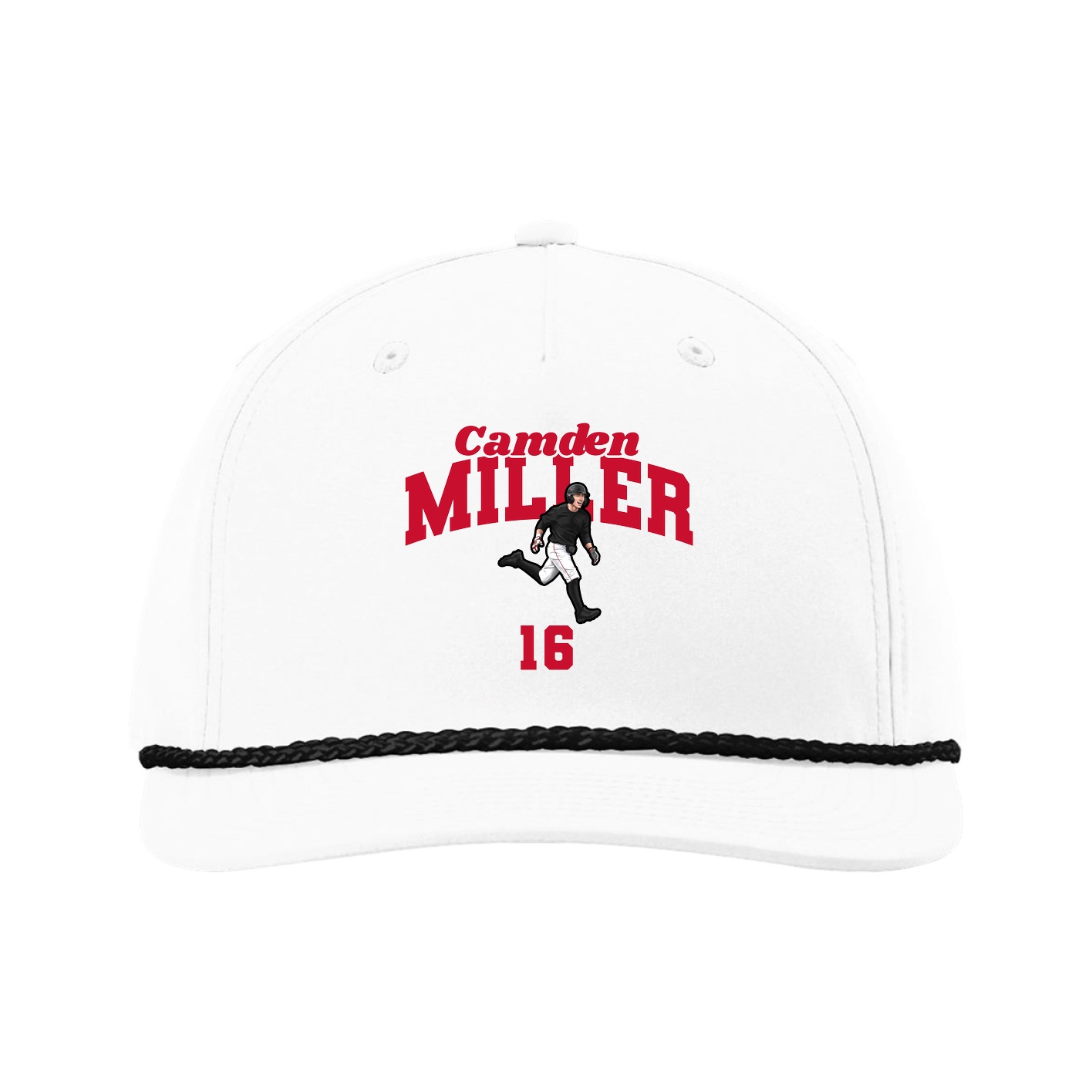 Five-Panel Classic Rope Cap — Signature Arch in White