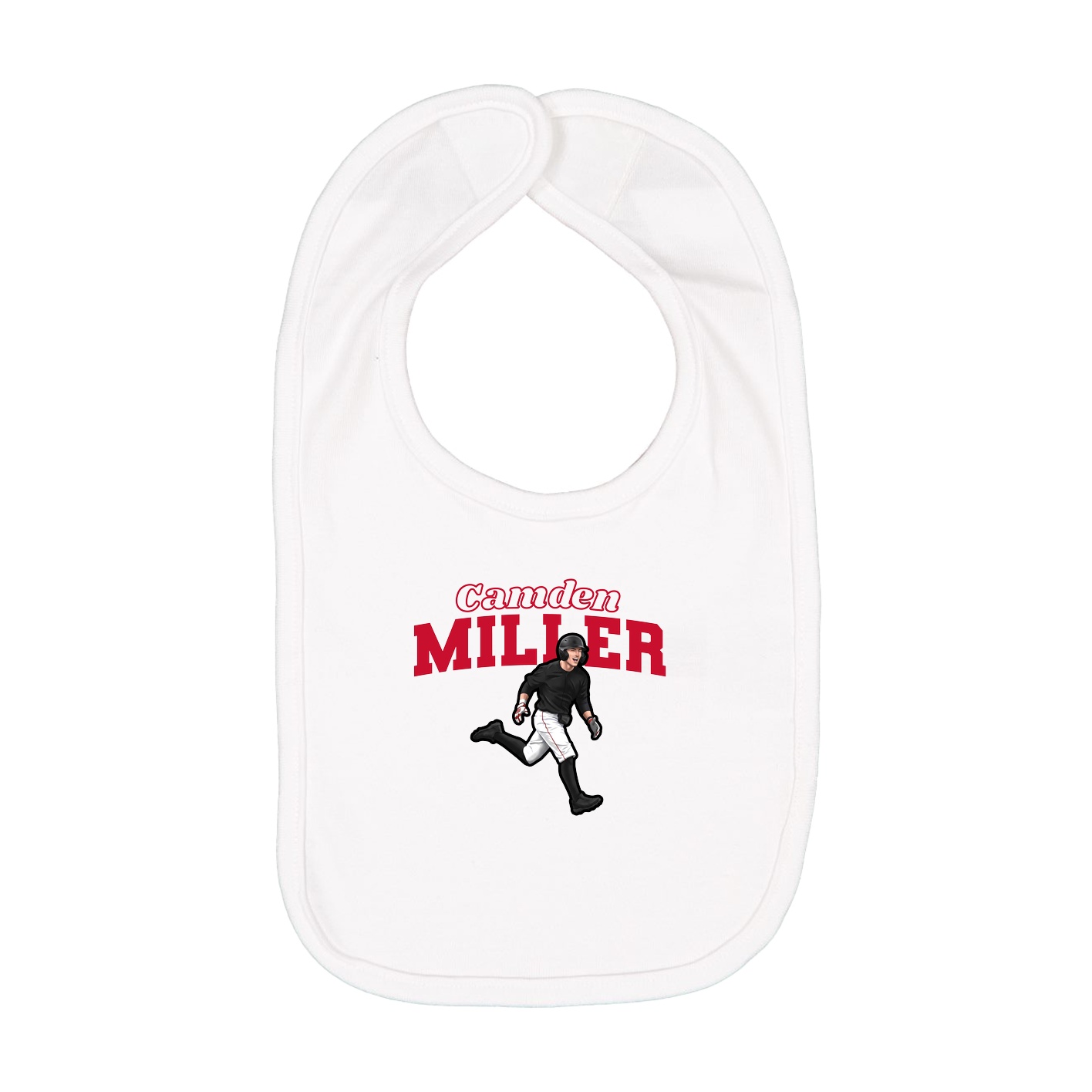 Infant Bib — Name Arch in White