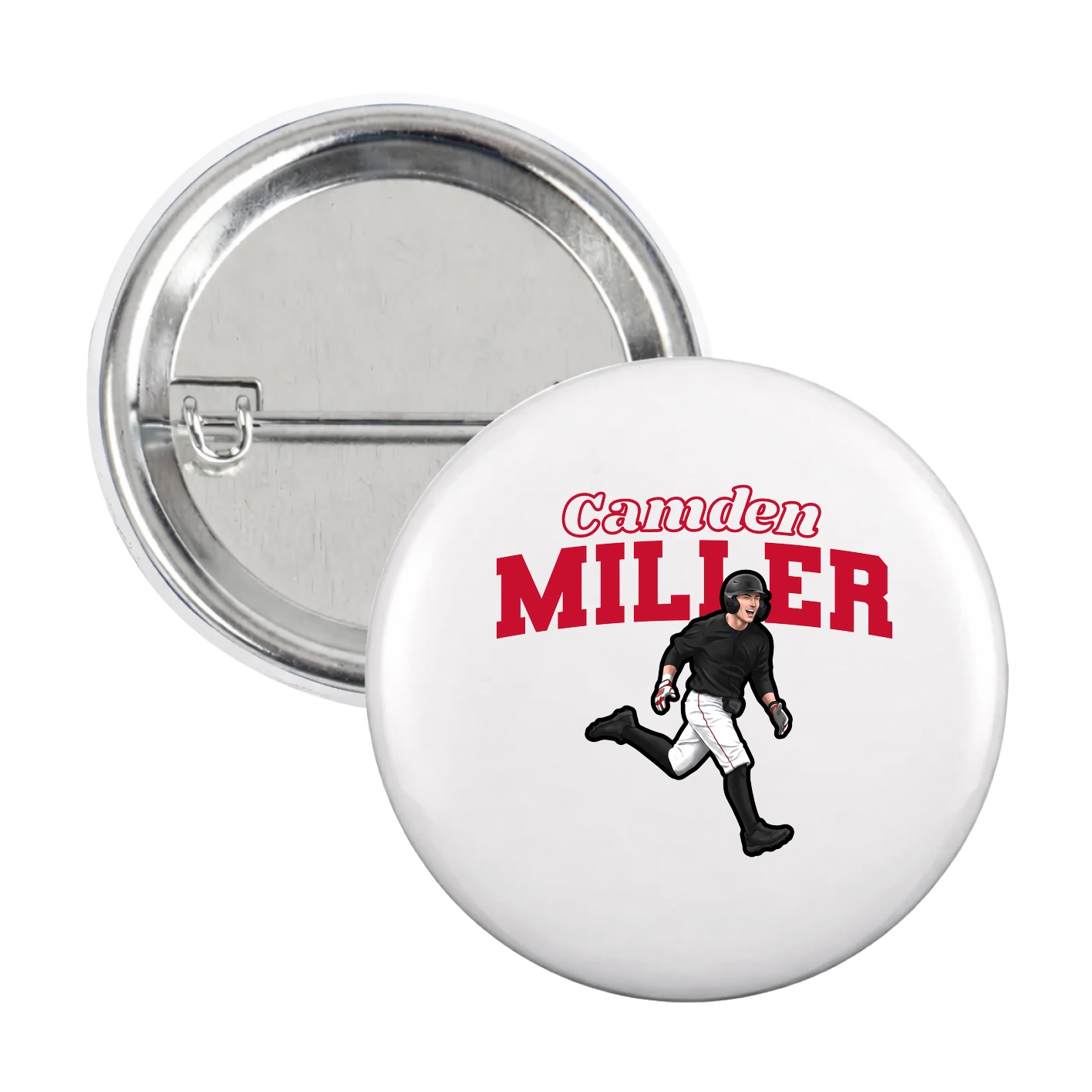 Game Day Button — Name Arch in White