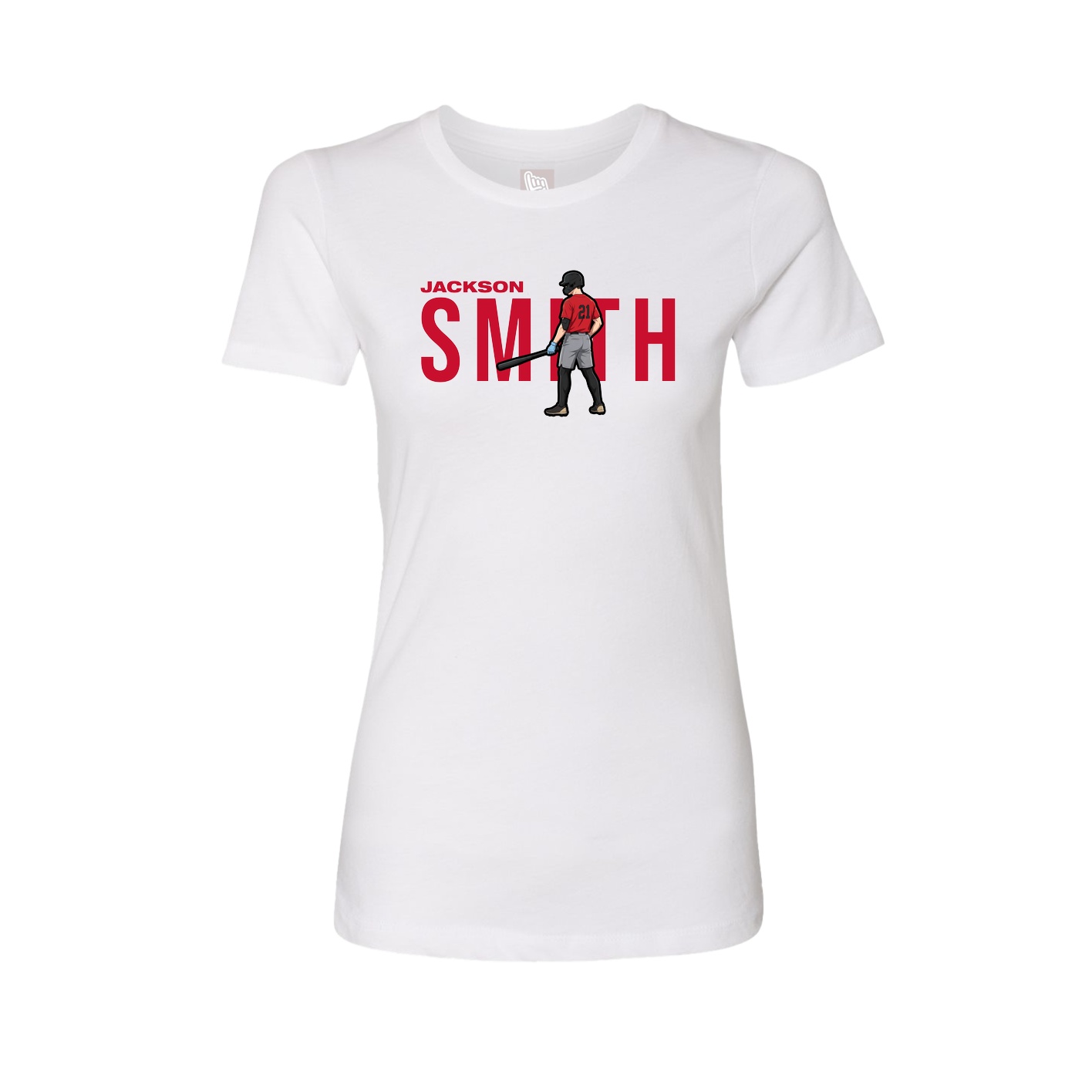 Fitted Women's Tee — Player Name in White