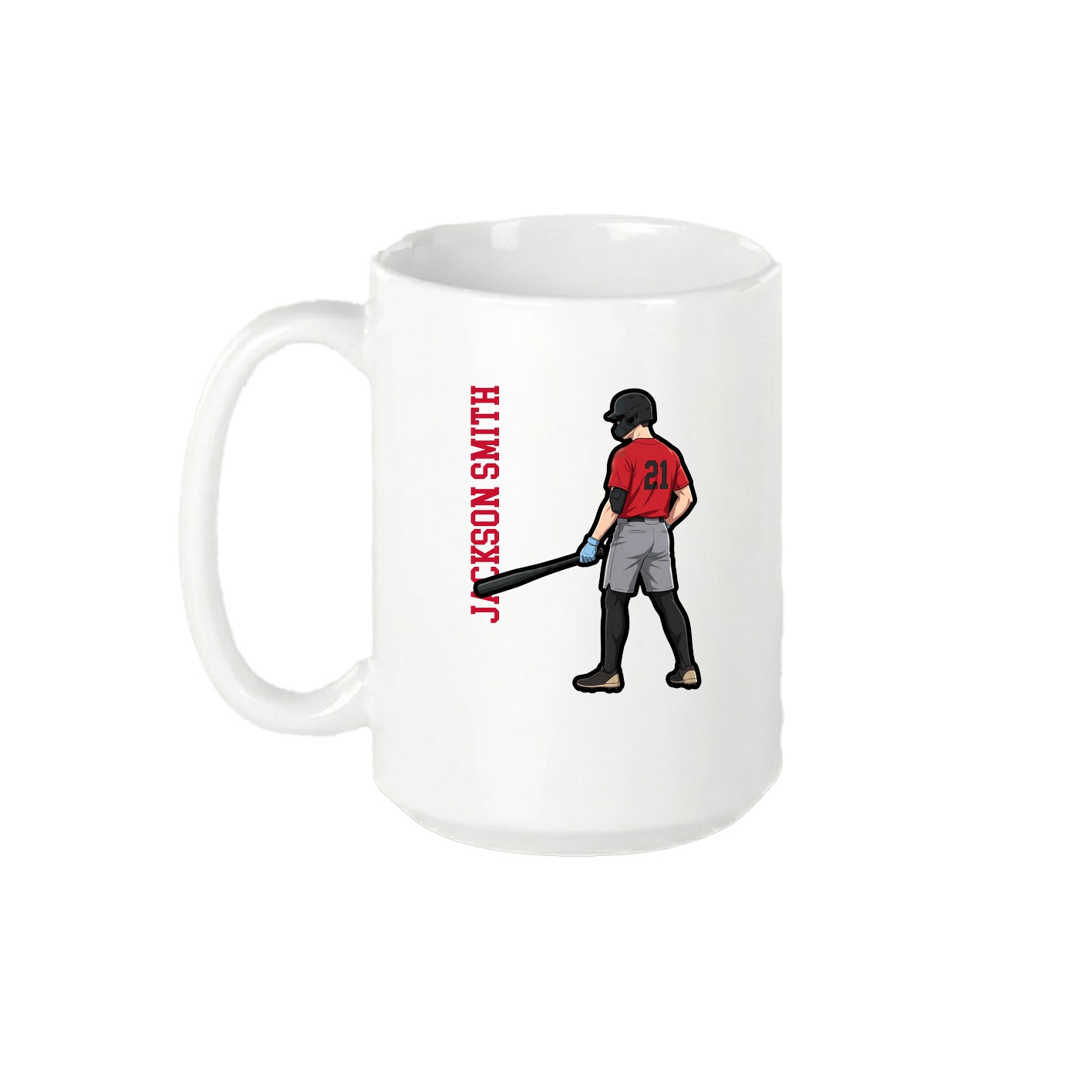 15oz Coffee Mug — Name Vertical in White