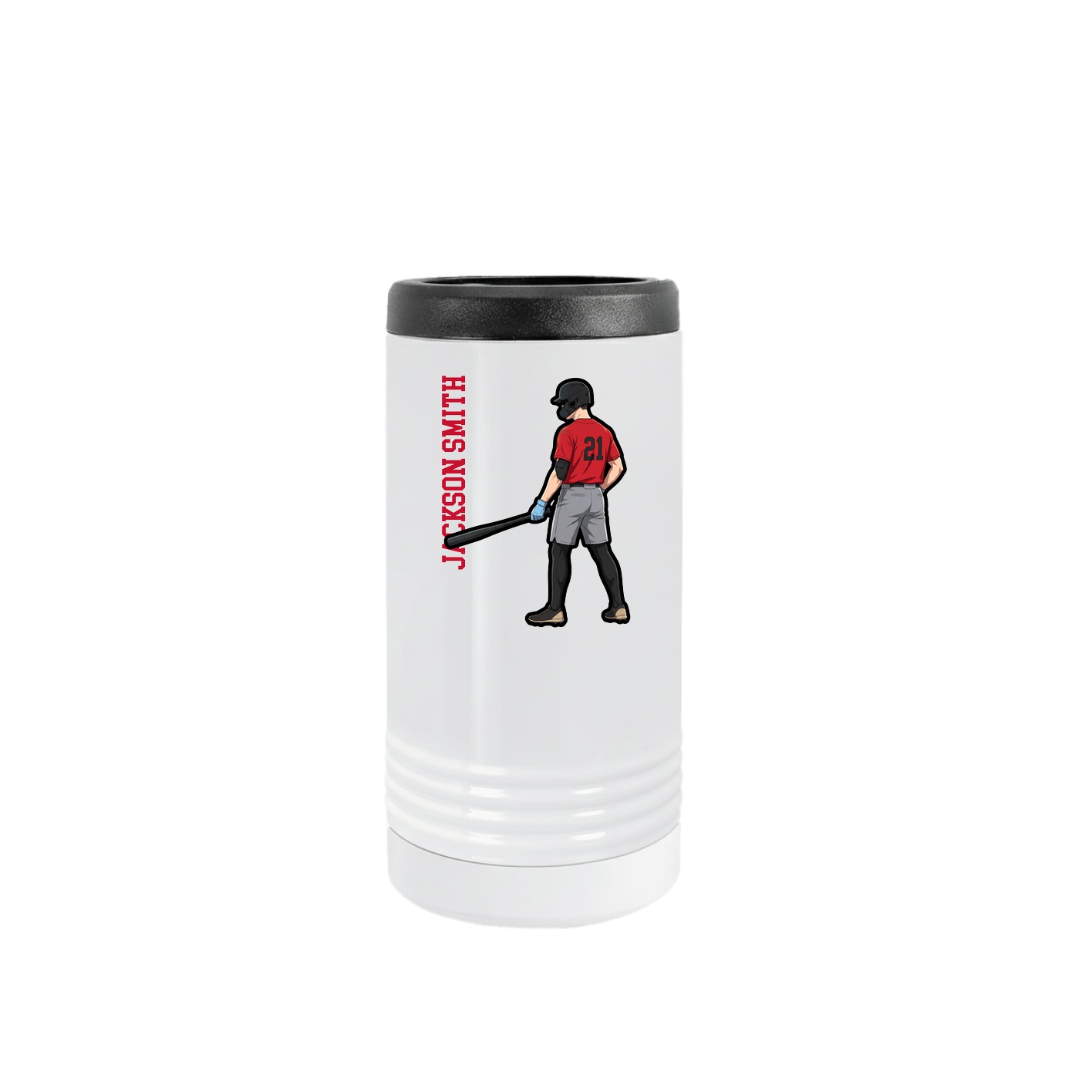 Slim Beverage Holder — Name Vertical in White