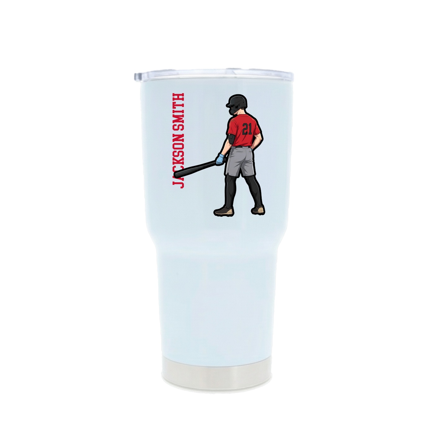 30oz Stainless Steel Tumbler — Name Vertical in White