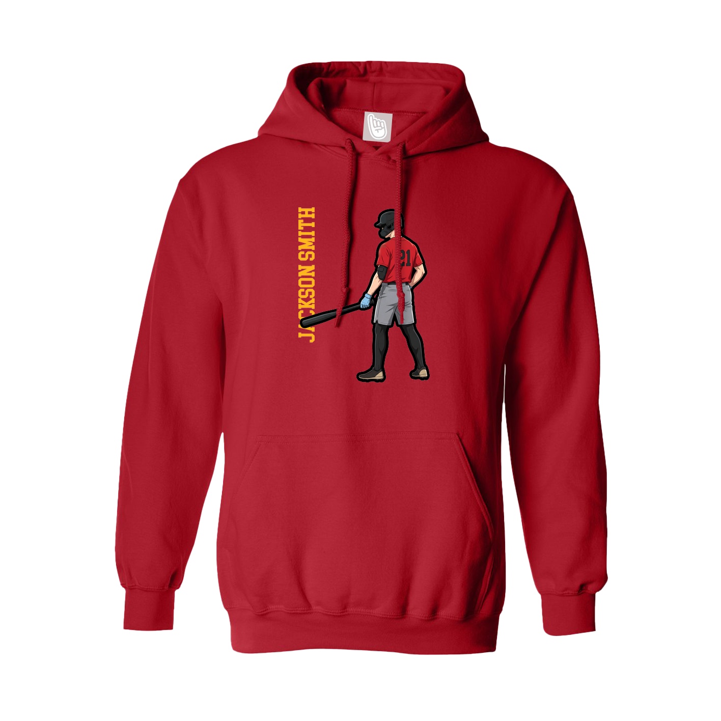 Hoodie — Name Vertical in Red