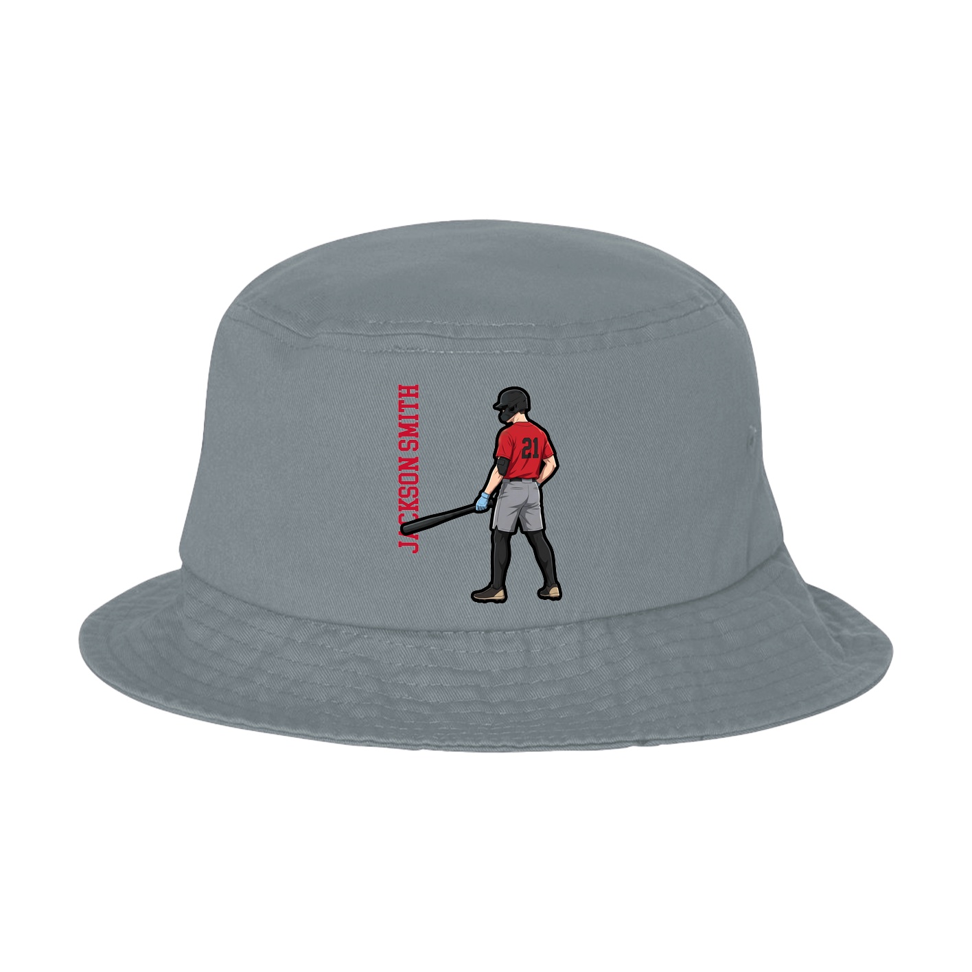 Bucket Cap — Name Vertical in Grey