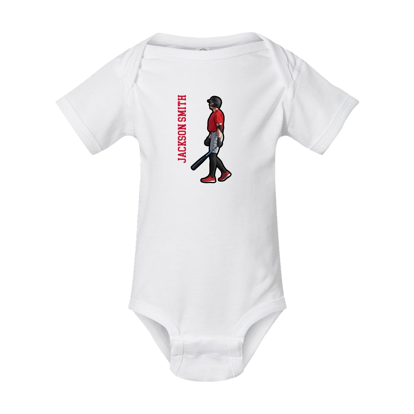 Baby Onesie — Name Vertical in White