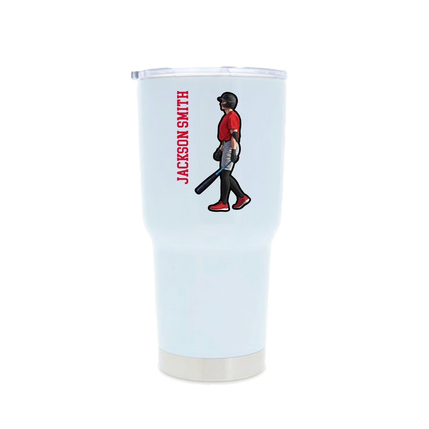 30oz Stainless Steel Tumbler — Name Vertical in White