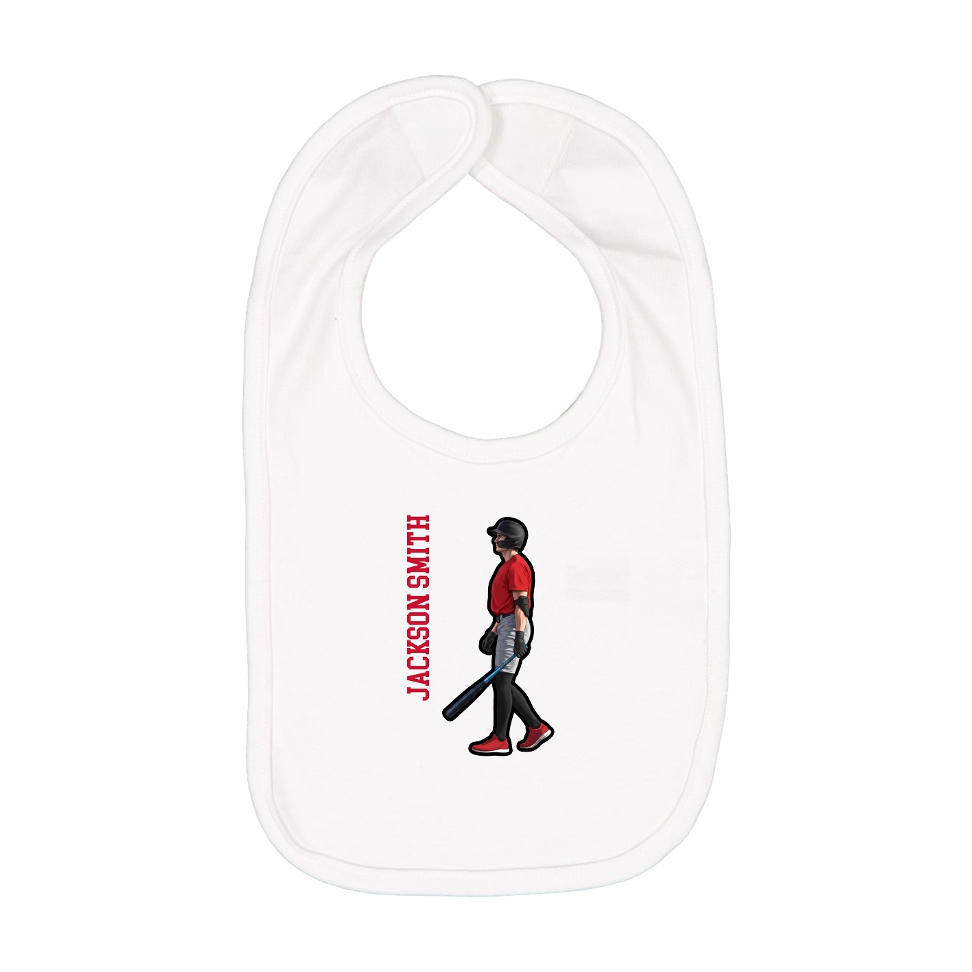 Infant Bib — Name Vertical in White