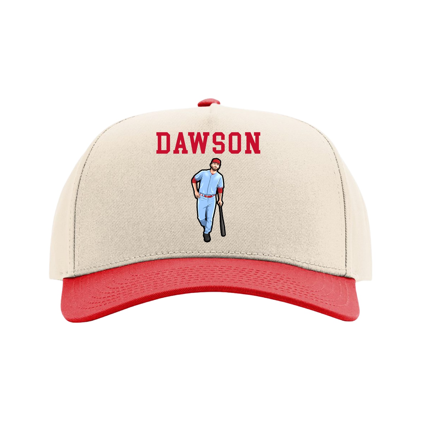 Full Fabric Five-Panel Champ Cap — Shirsey in Cream/Red