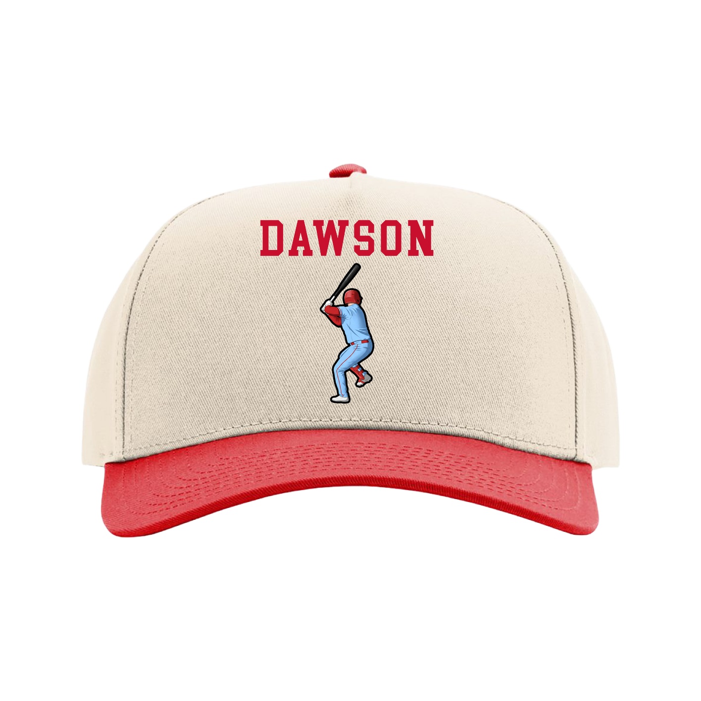 Full Fabric Five-Panel Champ Cap — Shirsey in Cream/Red