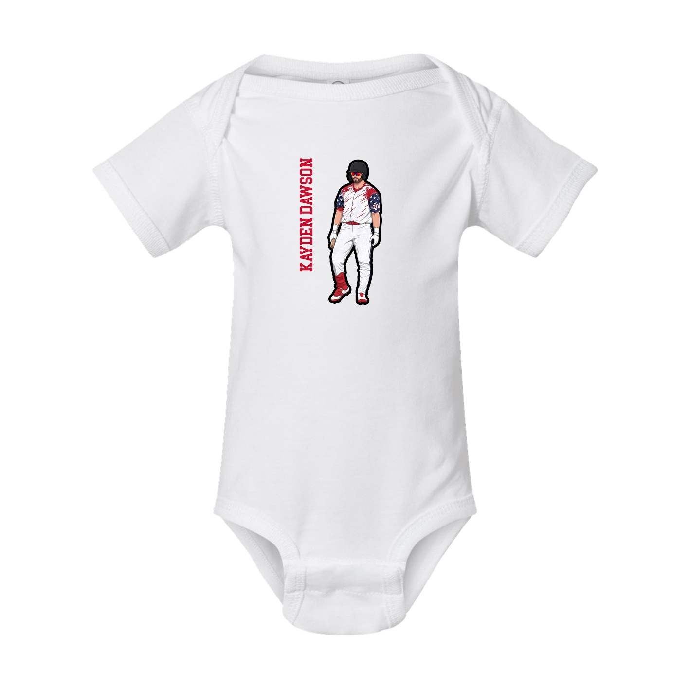 Baby Onesie — Name Vertical in White