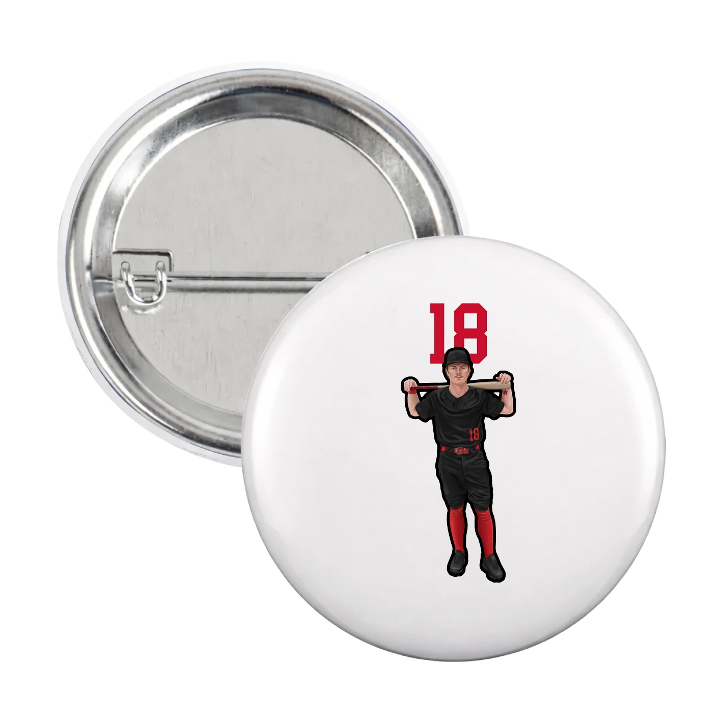 Game Day Button — Number Top in White