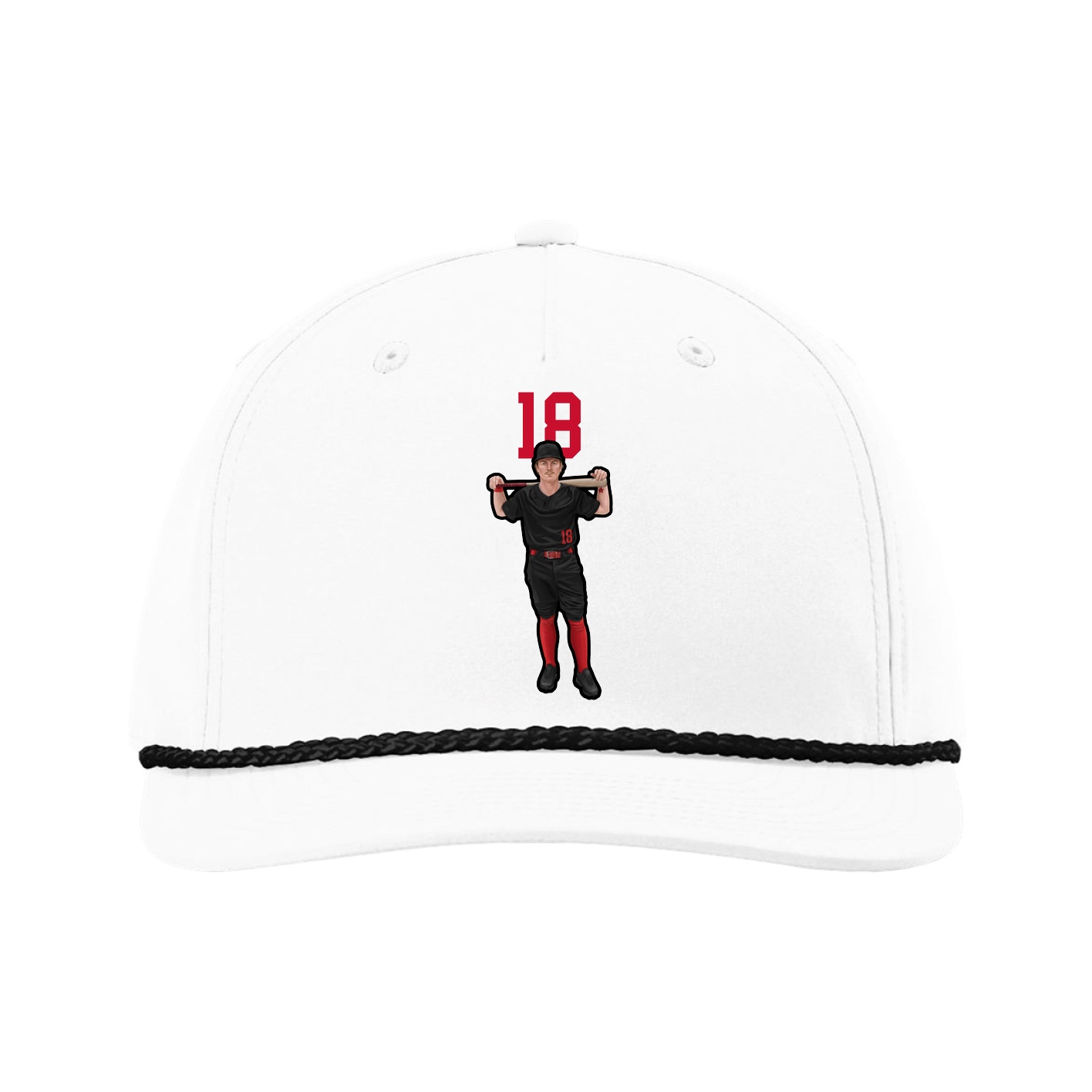 Five-Panel Classic Rope Cap — Number Top in White