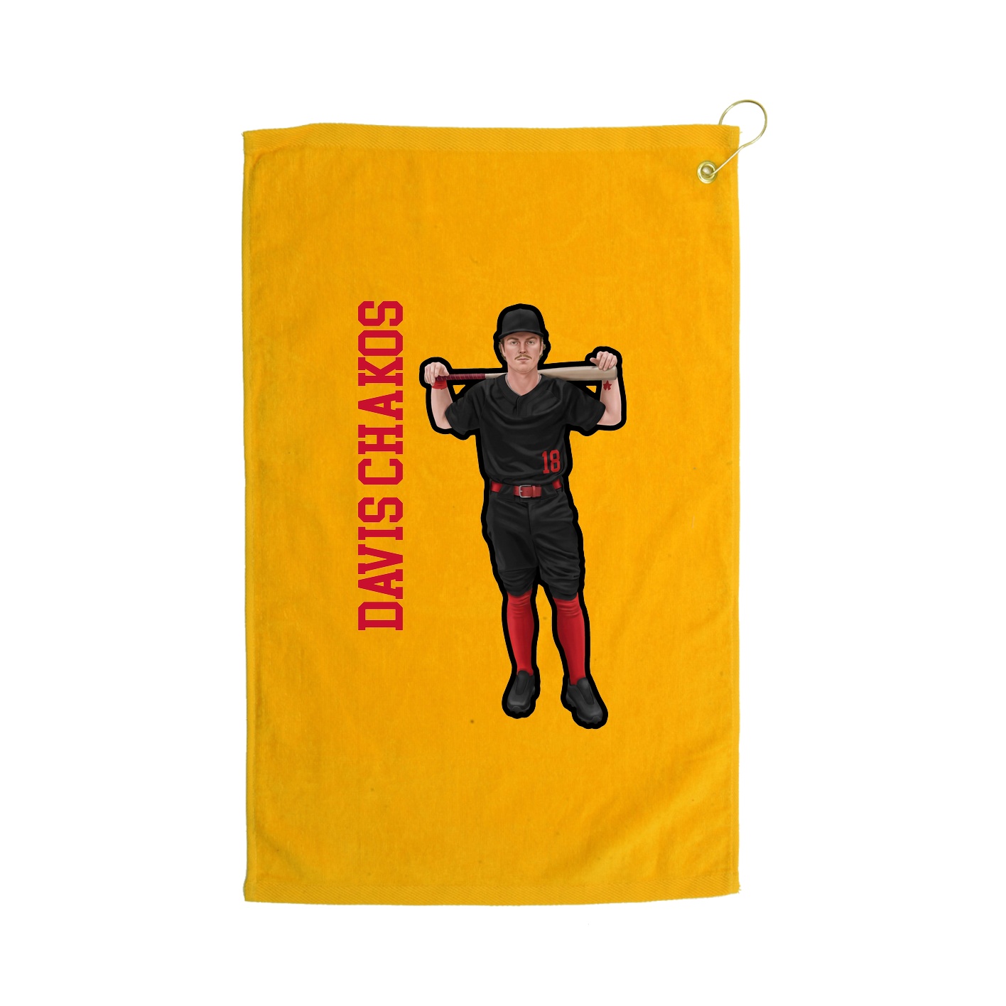 Golf Towel — Name Vertical in Gold