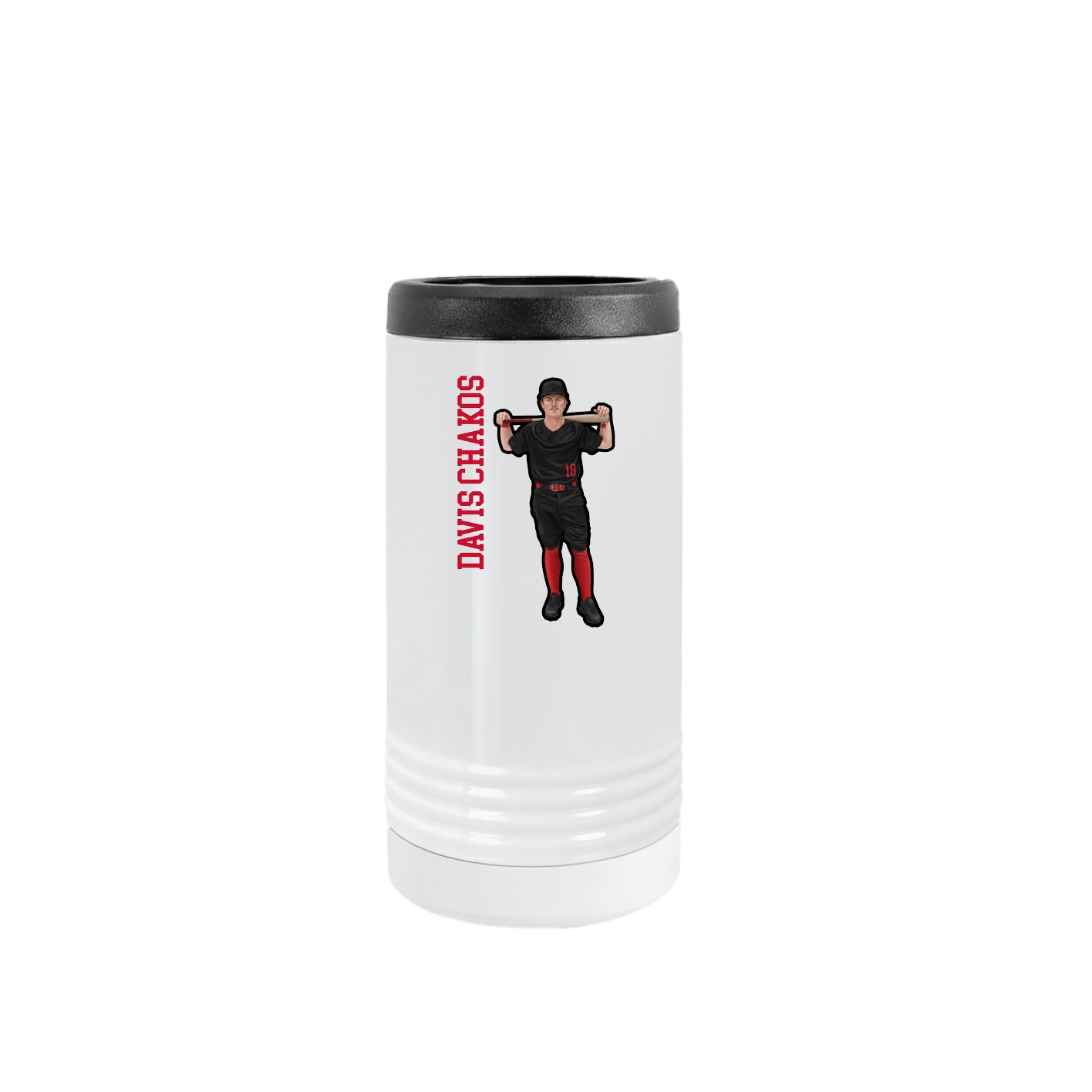 Slim Beverage Holder — Name Vertical in White
