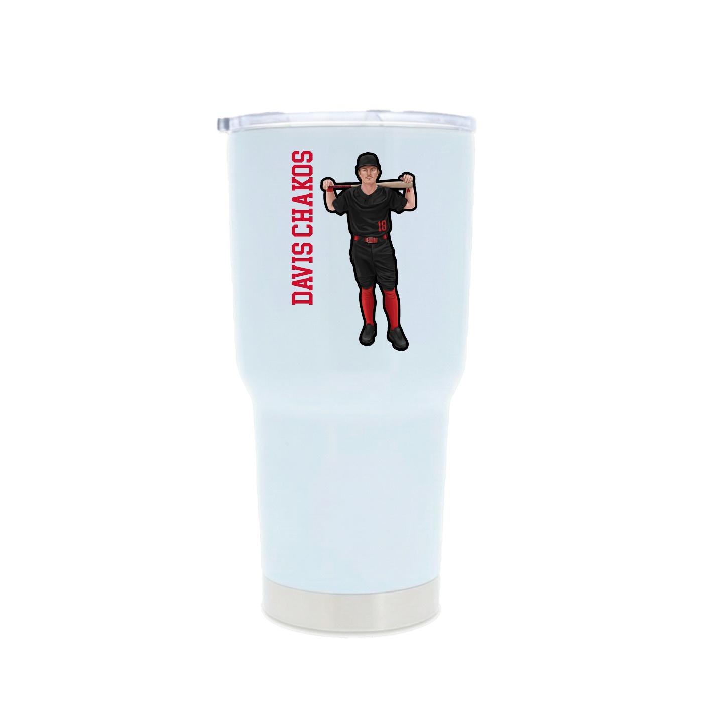 30oz Stainless Steel Tumbler — Name Vertical in White