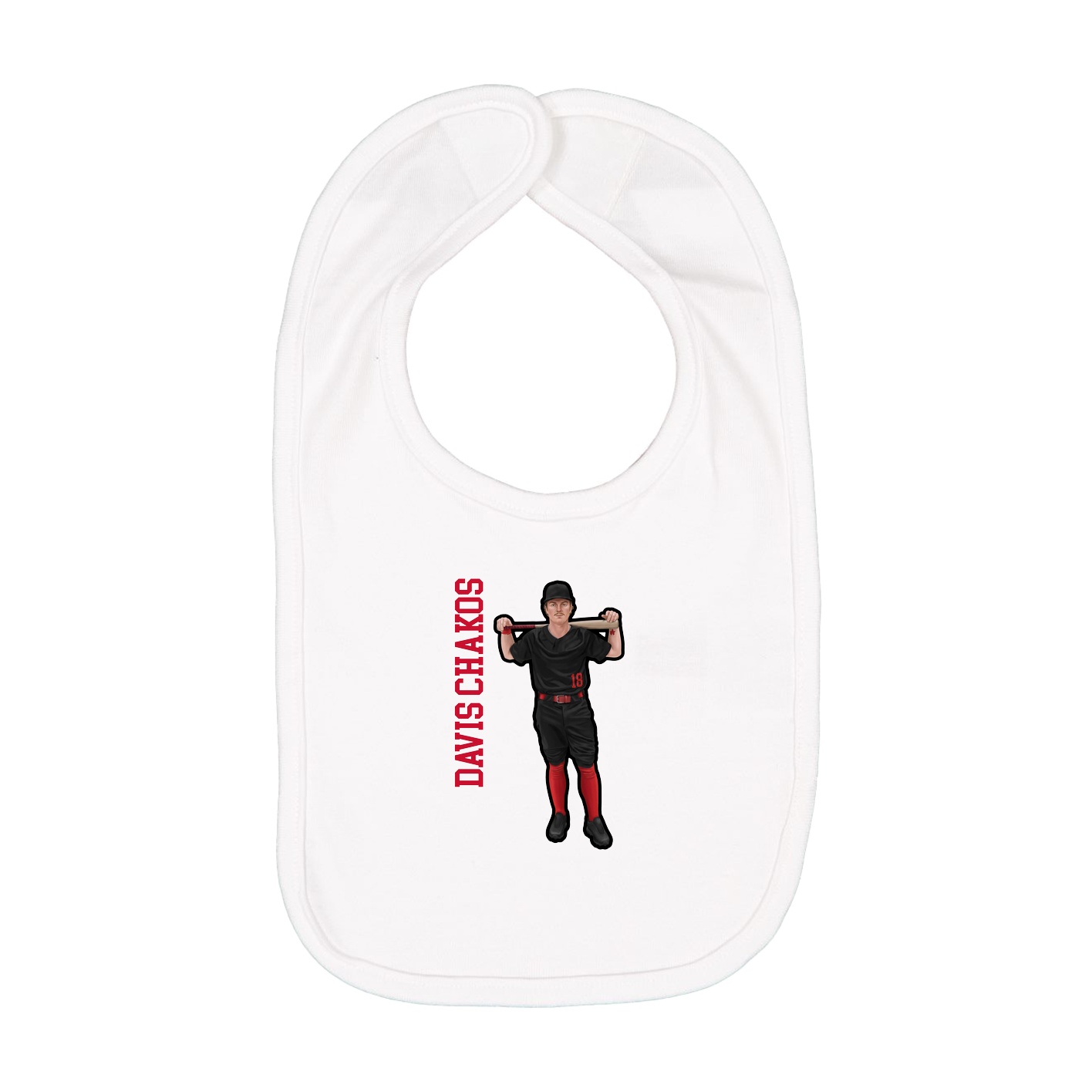Infant Bib — Name Vertical in White