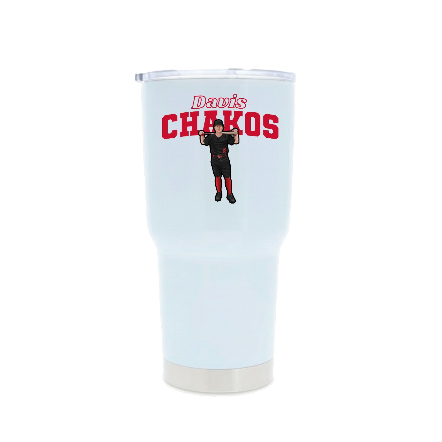 30oz Stainless Steel Tumbler — Name Arch in White