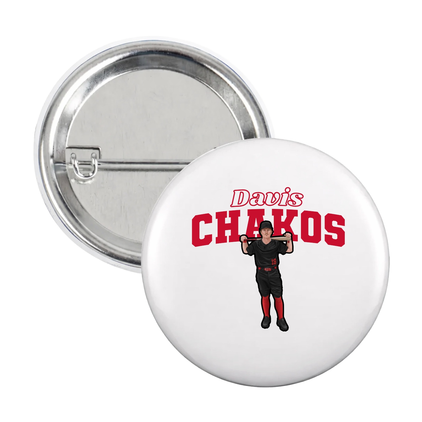 Game Day Button — Name Arch in White