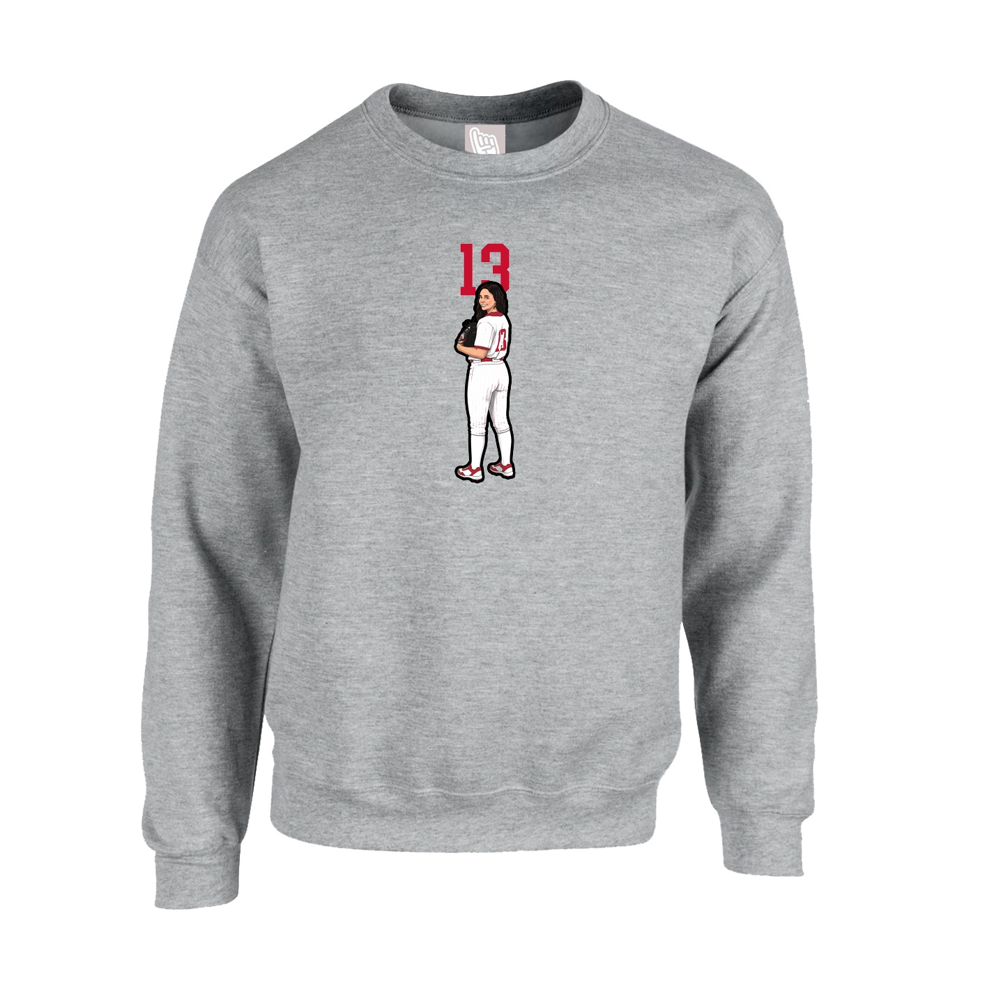 Fleece Crew — Number Top in Grey