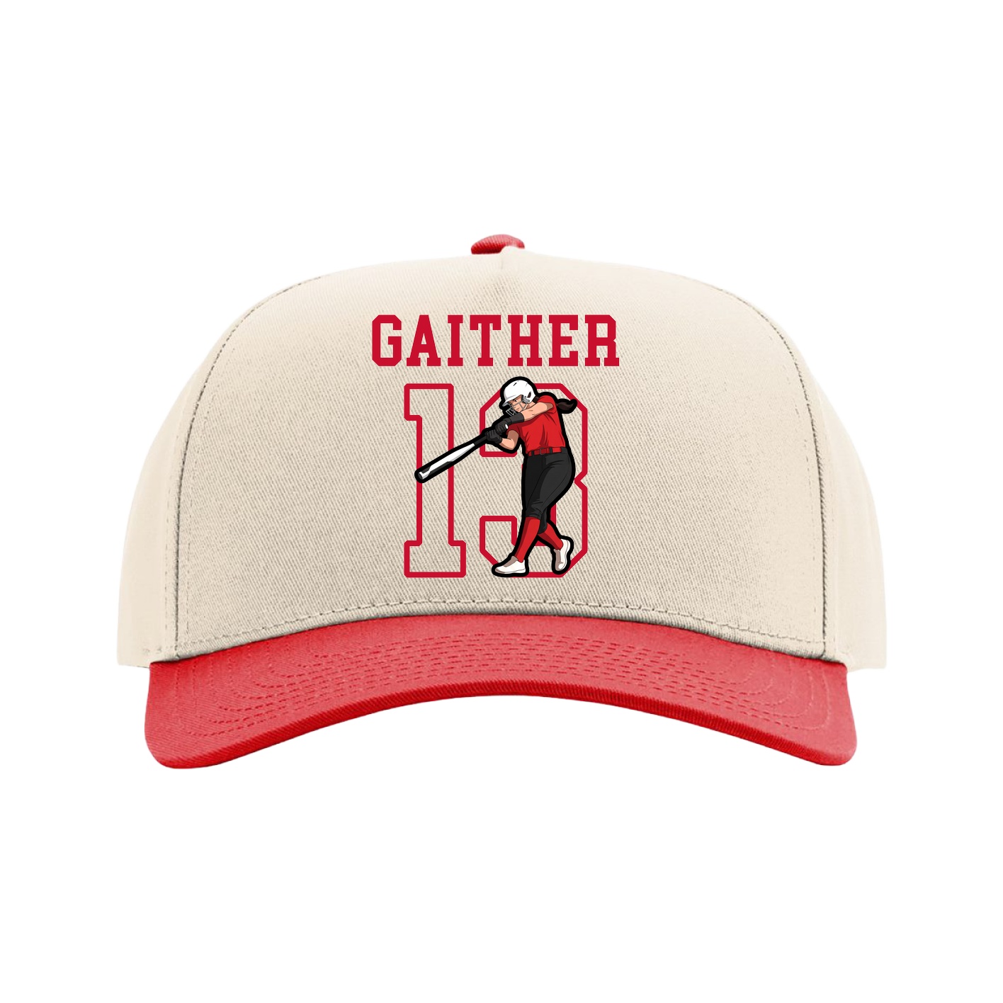 Full Fabric Five-Panel Champ Cap — Shirsey in Cream/Red