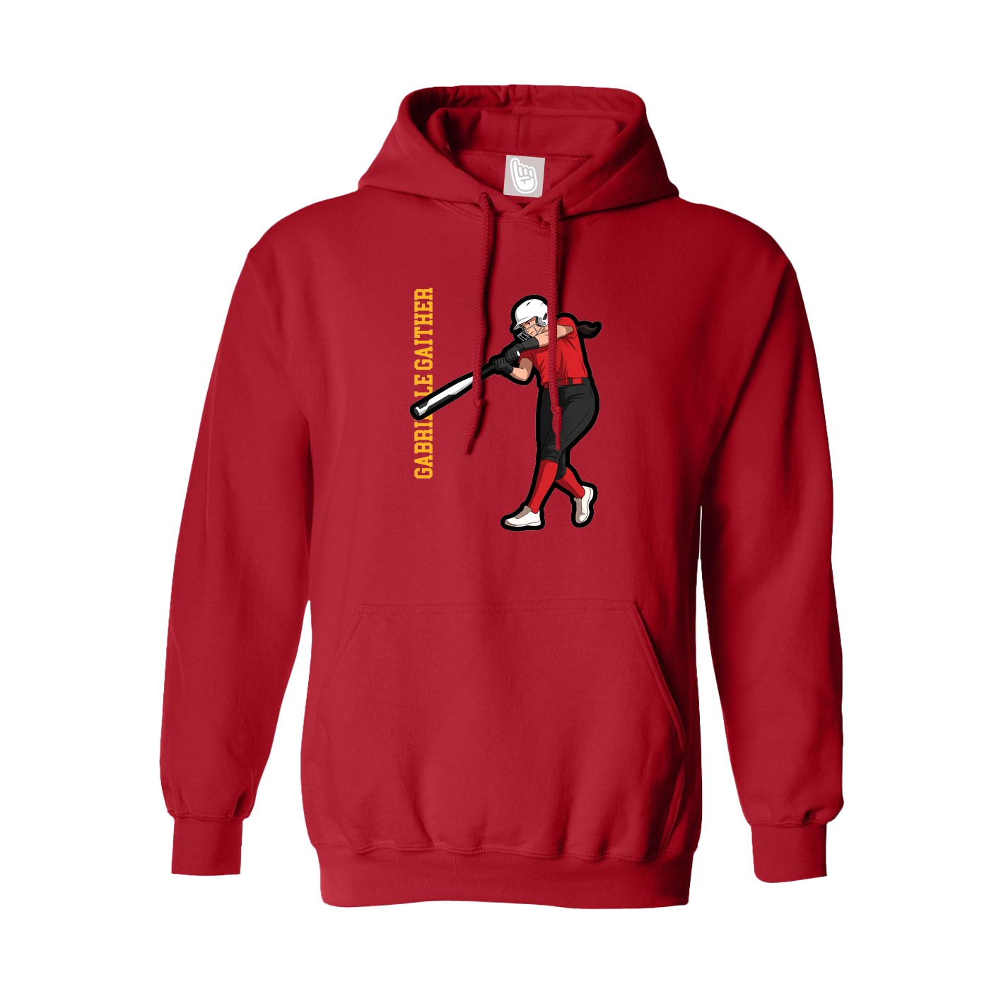 Hoodie — Name Vertical in Red