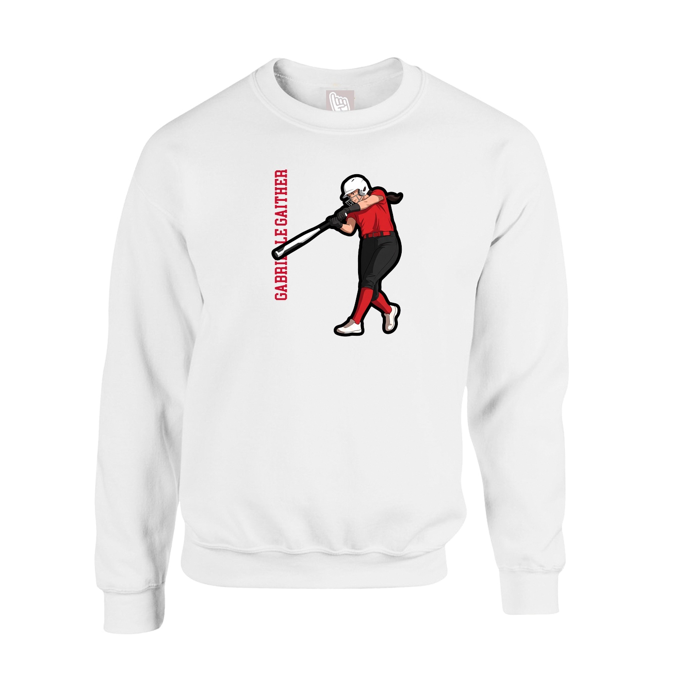 Fleece Crew — Name Vertical in White