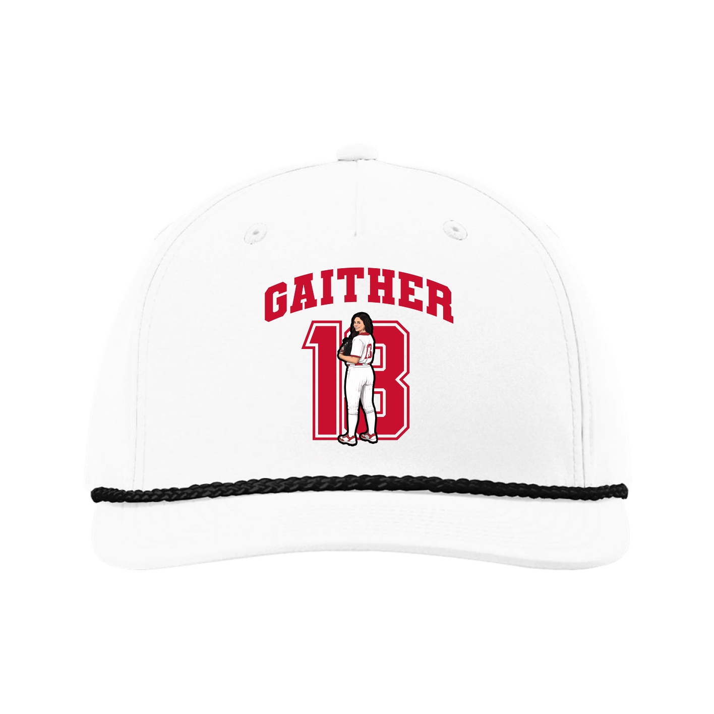 Five-Panel Classic Rope Cap — Number in White