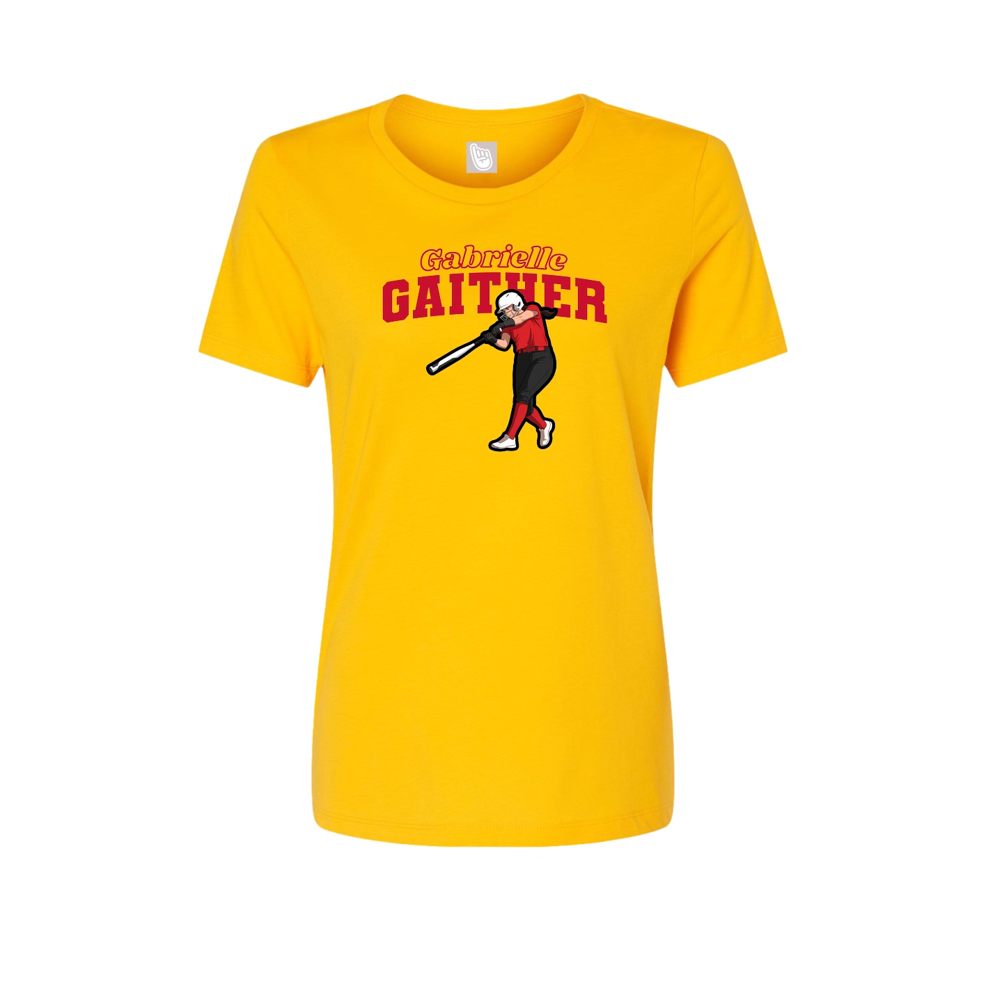 Fitted Women's Tee — Name Arch in Gold