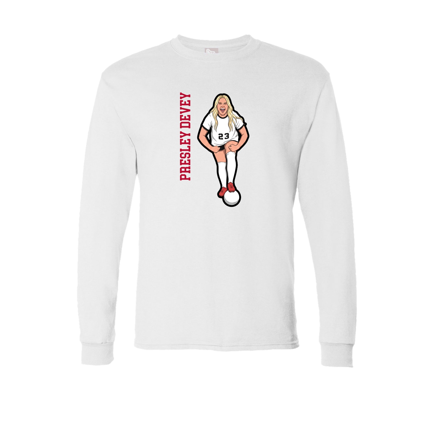 Long Sleeve Tee — Name Vertical in White