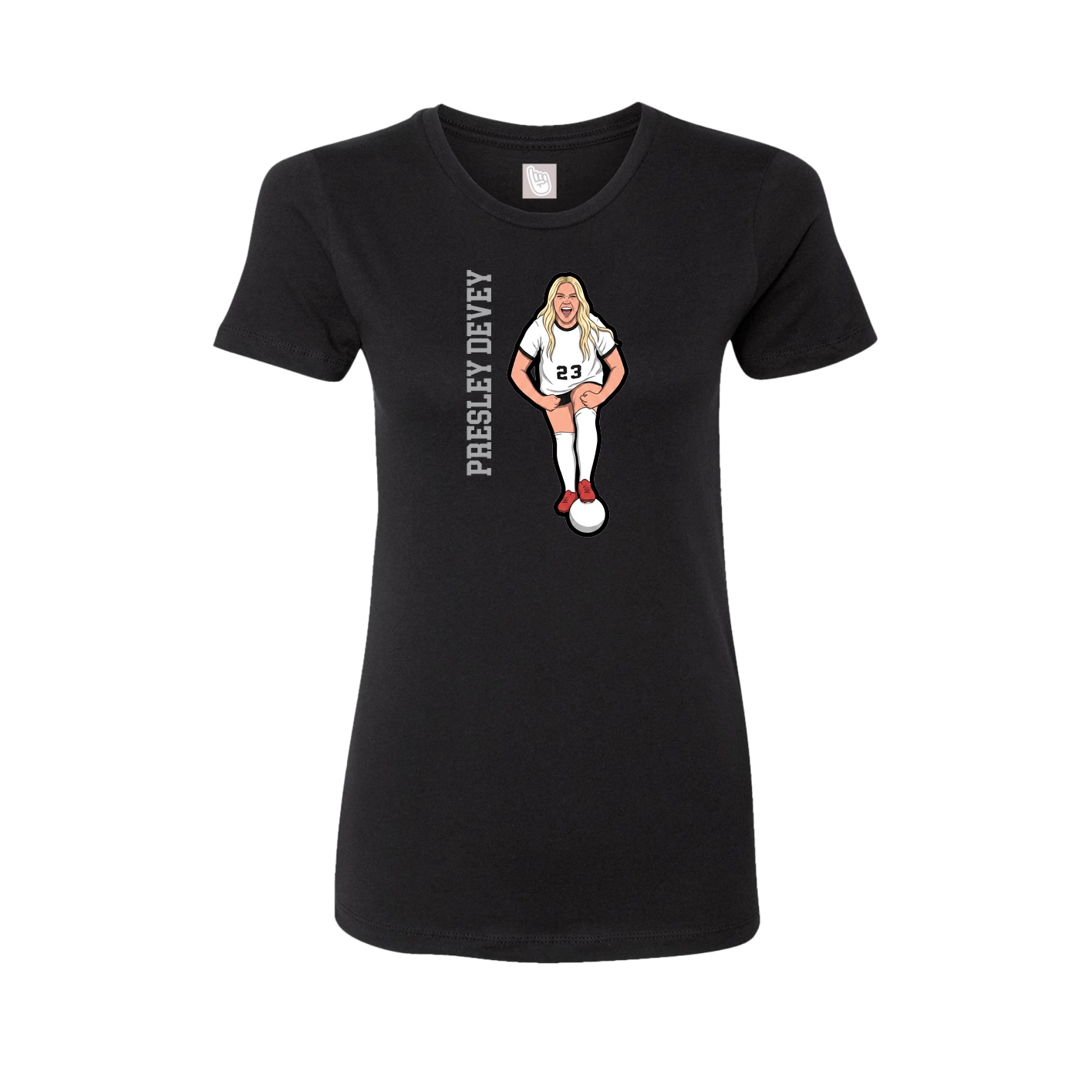 Fitted Women's Tee — Name Vertical in Black
