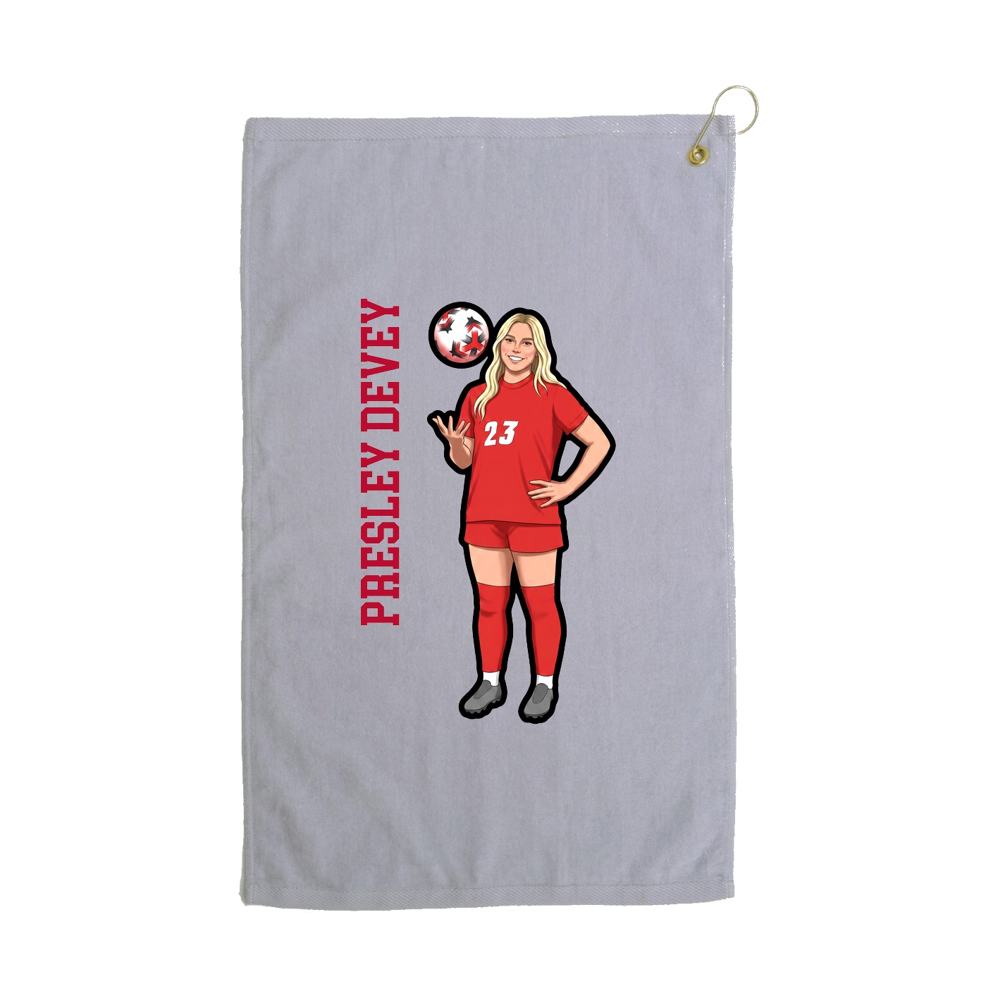 Golf Towel — Name Vertical in Grey