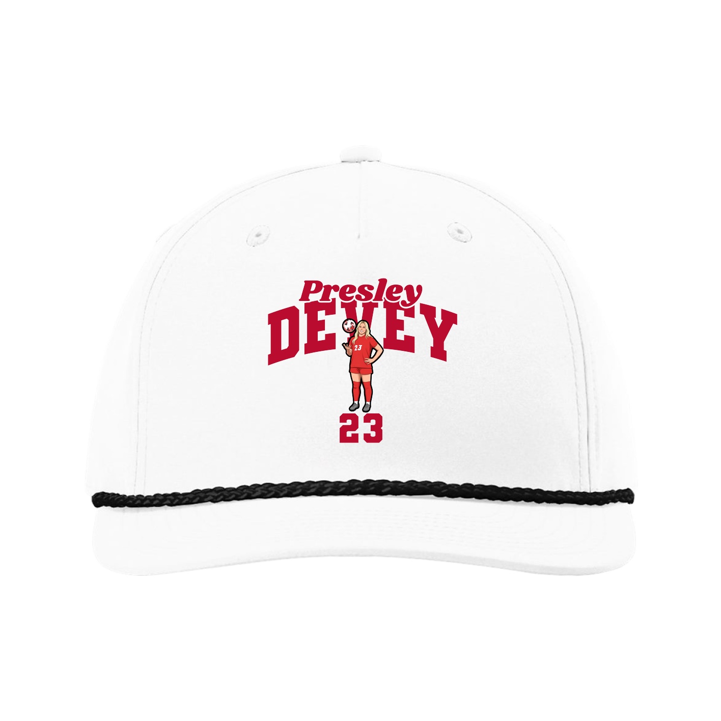 Five-Panel Classic Rope Cap — Signature Arch in White