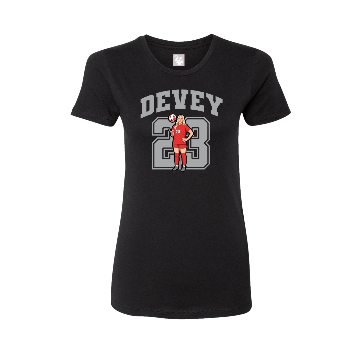 Fitted Women's Tee — Number in Black
