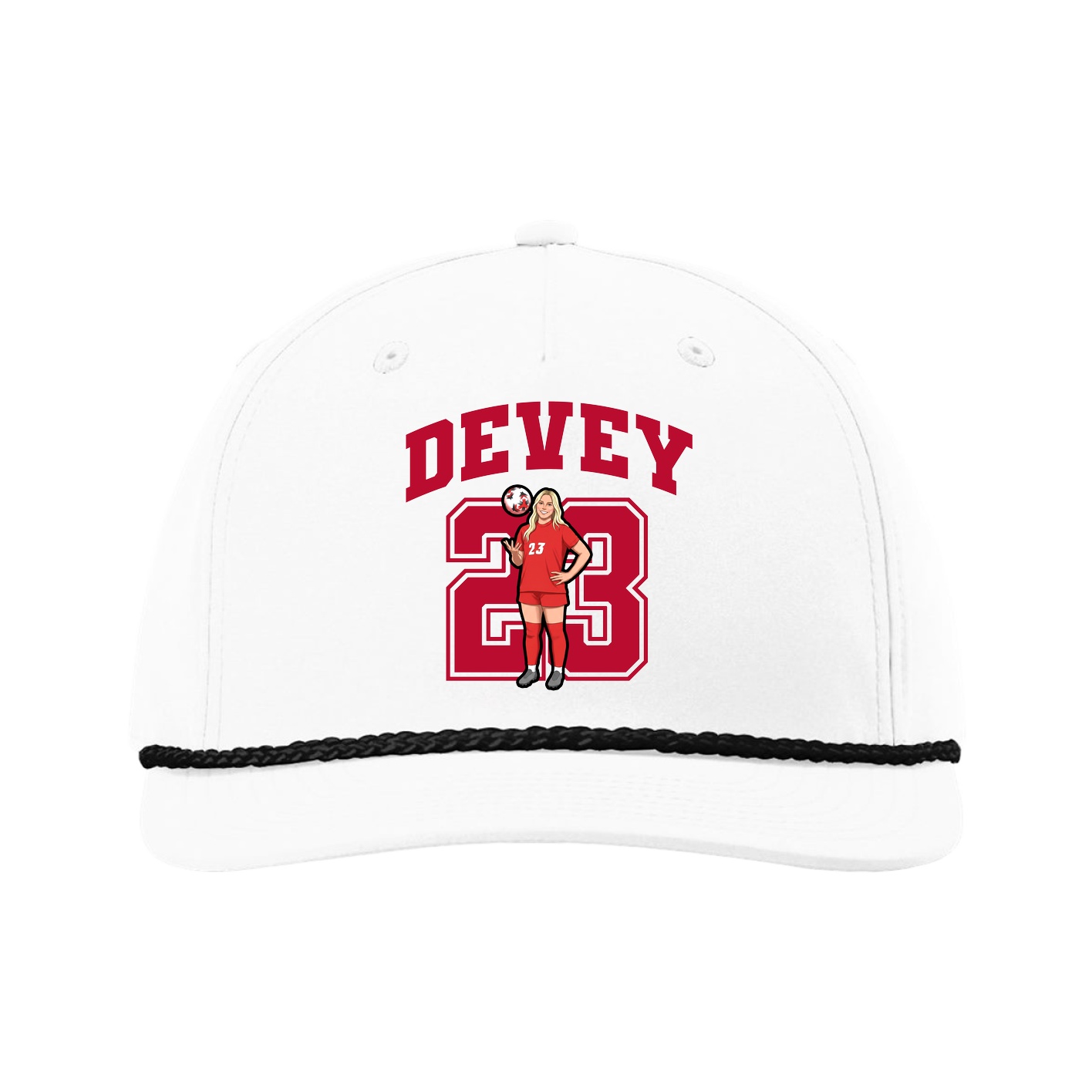 Five-Panel Classic Rope Cap — Number in White