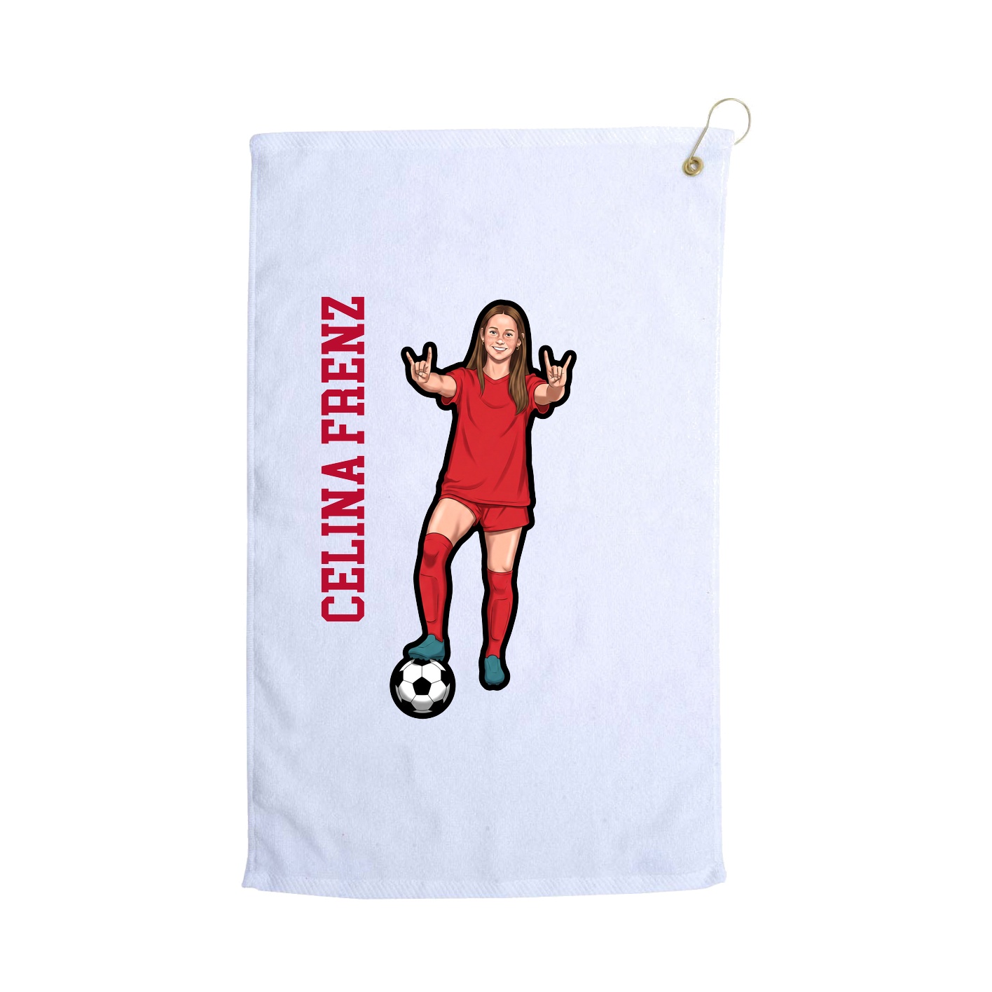 Golf Towel — Name Vertical in White