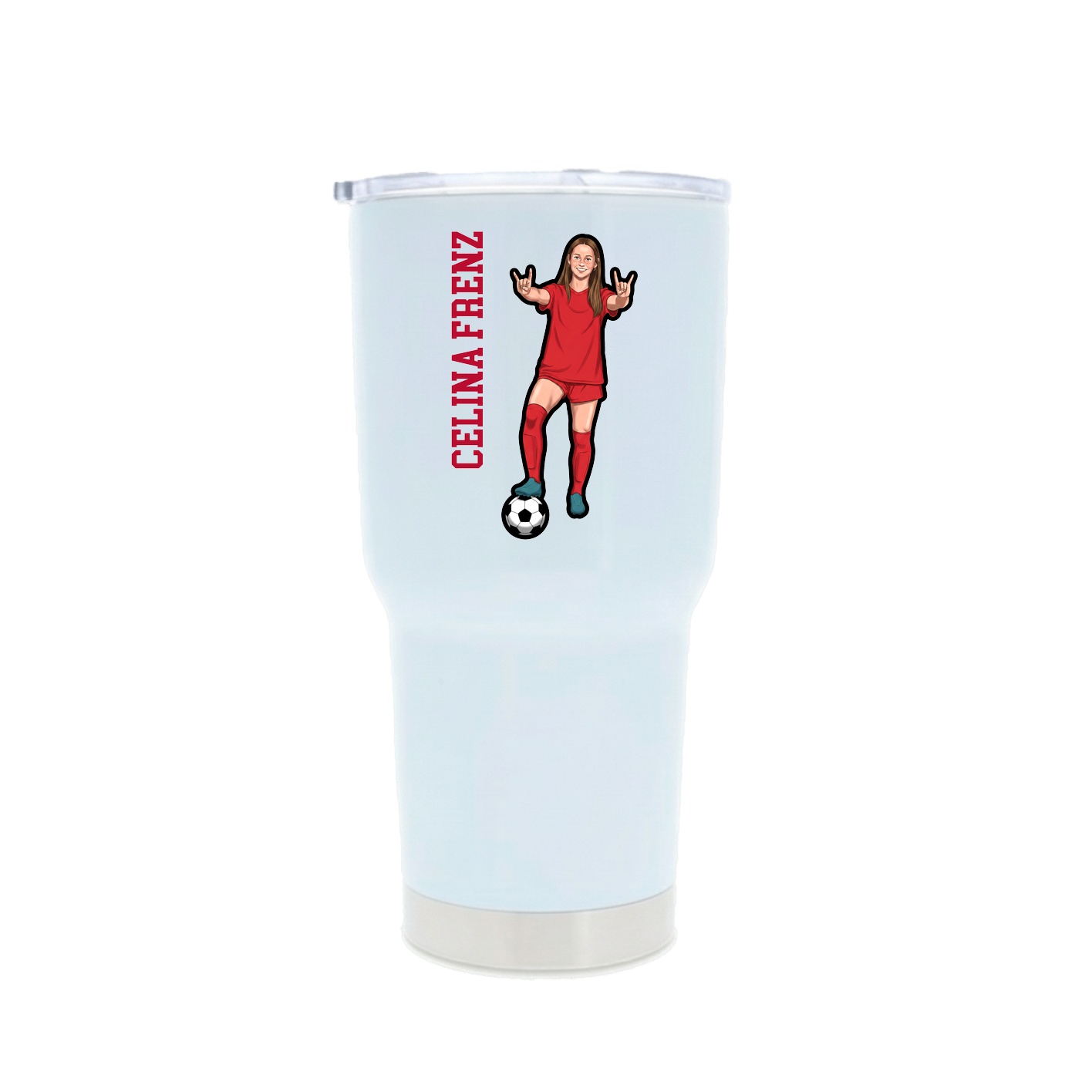 30oz Stainless Steel Tumbler — Name Vertical in White