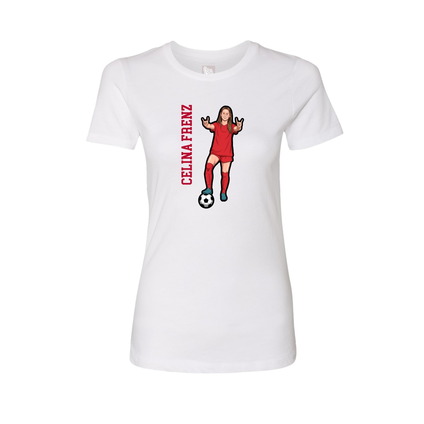 Fitted Women's Tee — Name Vertical in White