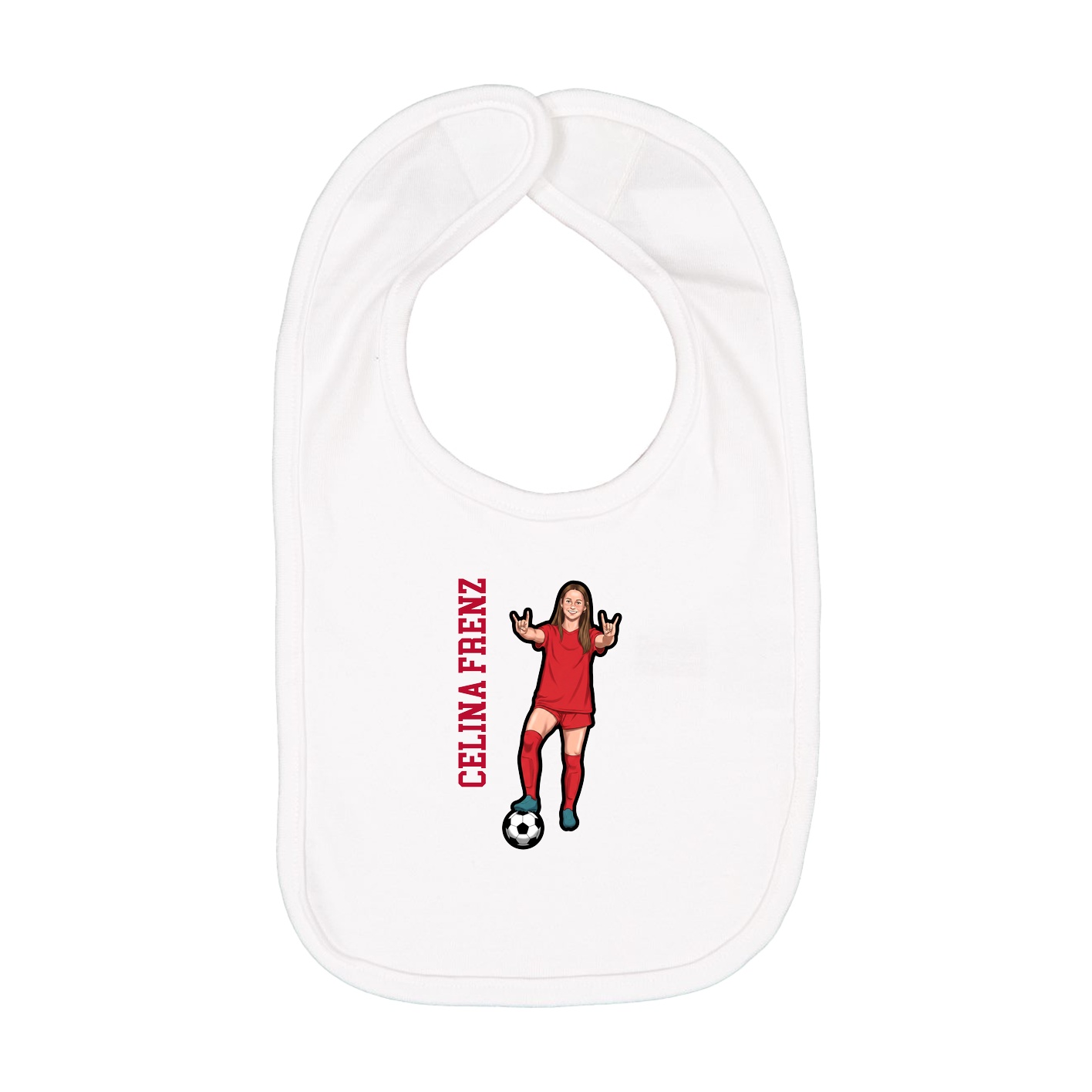 Infant Bib — Name Vertical in White