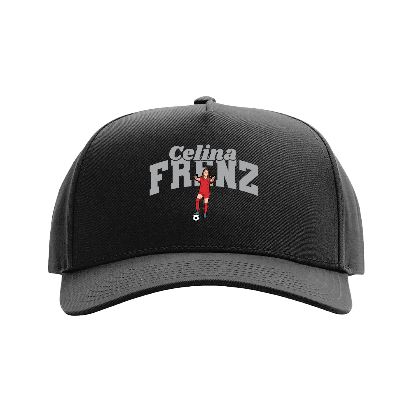 Full Fabric Five-Panel Champ Cap — Signature Arch in Black