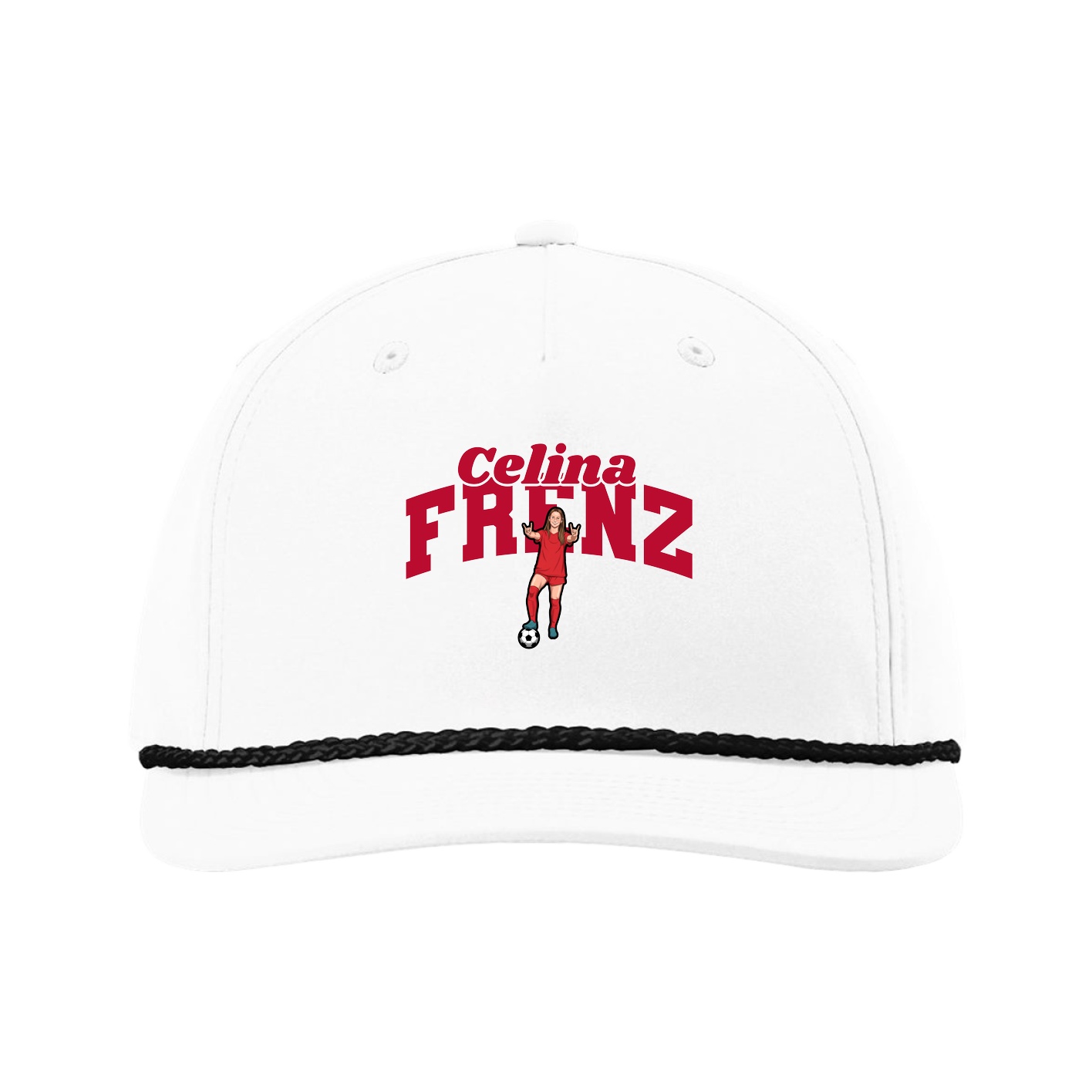 Five-Panel Classic Rope Cap — Signature Arch in White