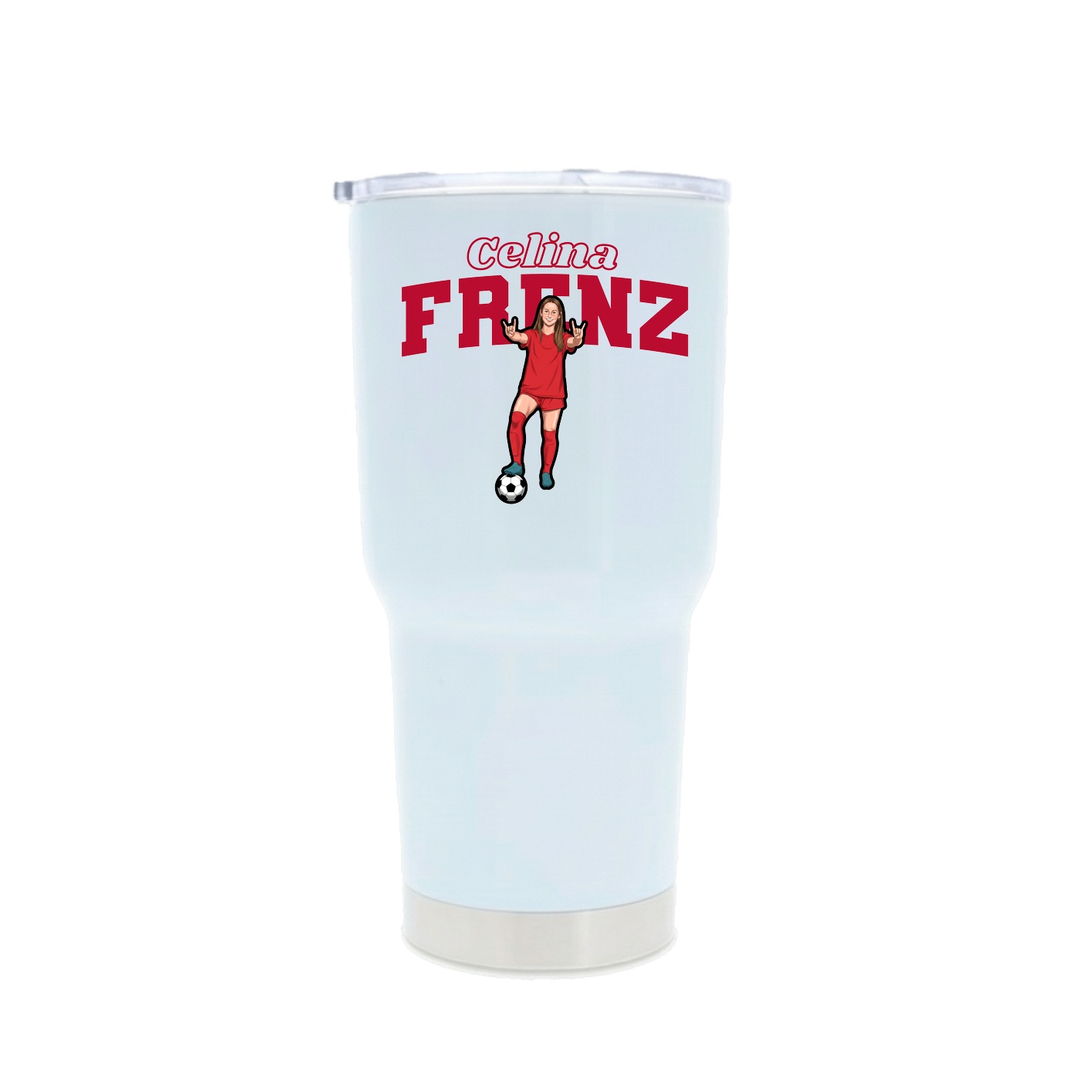 30oz Stainless Steel Tumbler — Name Arch in White