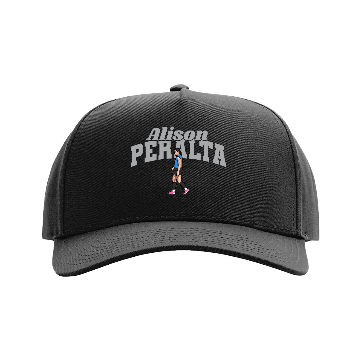 Full Fabric Five-Panel Champ Cap — Signature Arch in Black