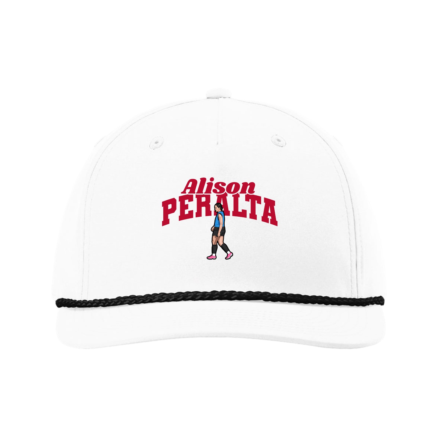 Five-Panel Classic Rope Cap — Signature Arch in White