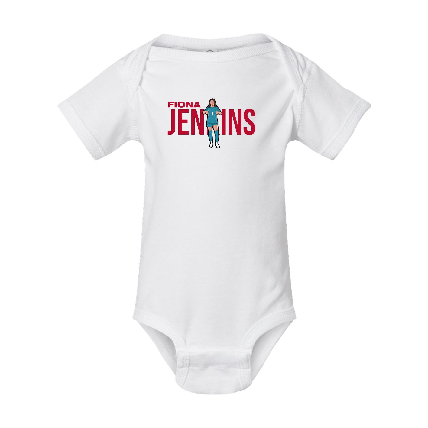 Baby Onesie — Player Name in White