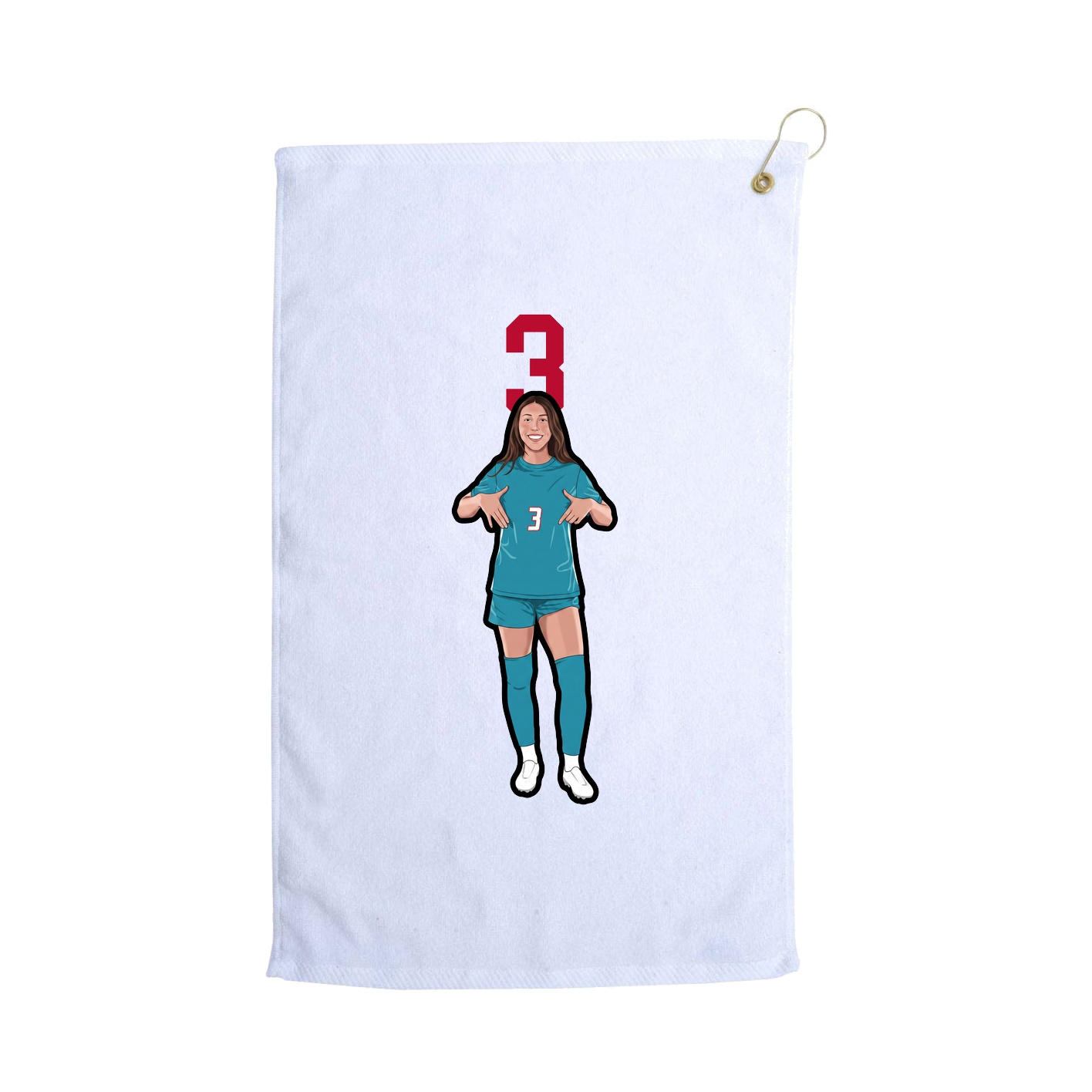 Golf Towel — Number Top in White