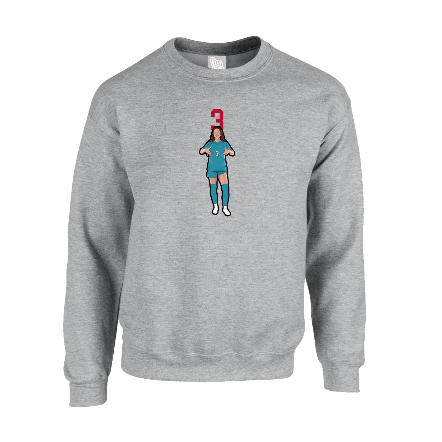 Fleece Crew — Number Top in Grey