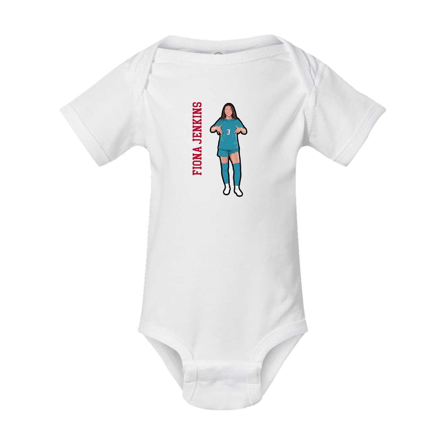 Baby Onesie — Name Vertical in White